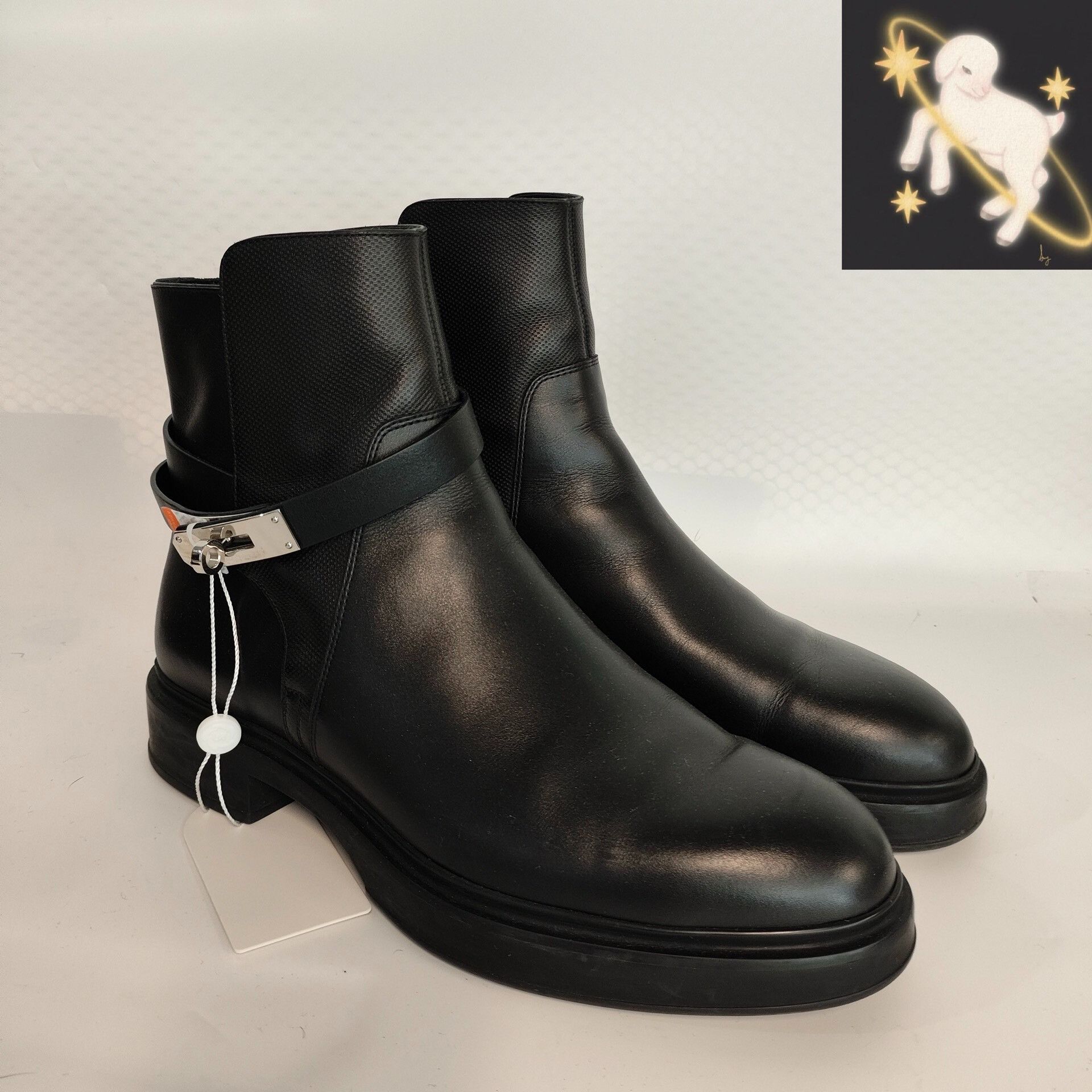 Hermes Hermes Black Kelly Buckle Ankle Boots Size 42 Size US 9 / EU 42 - 1 Thumbnail