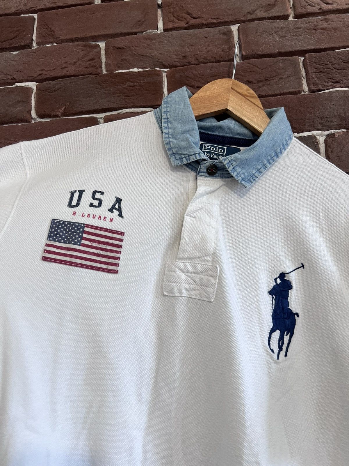 Vintage Polo Ralph Lauren United States USA Polo Shirt Casual Rare Size US XXL / EU 58 / 5 - 3 Thumbnail