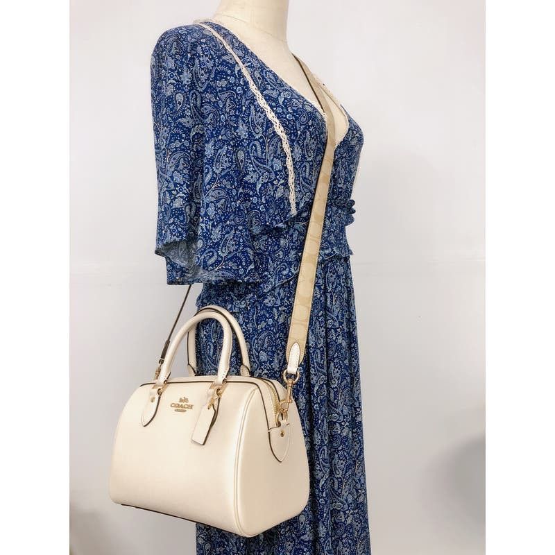 image of Coach Ch322 Rowan Satchel With Signature Canvas Detail in White, Women's