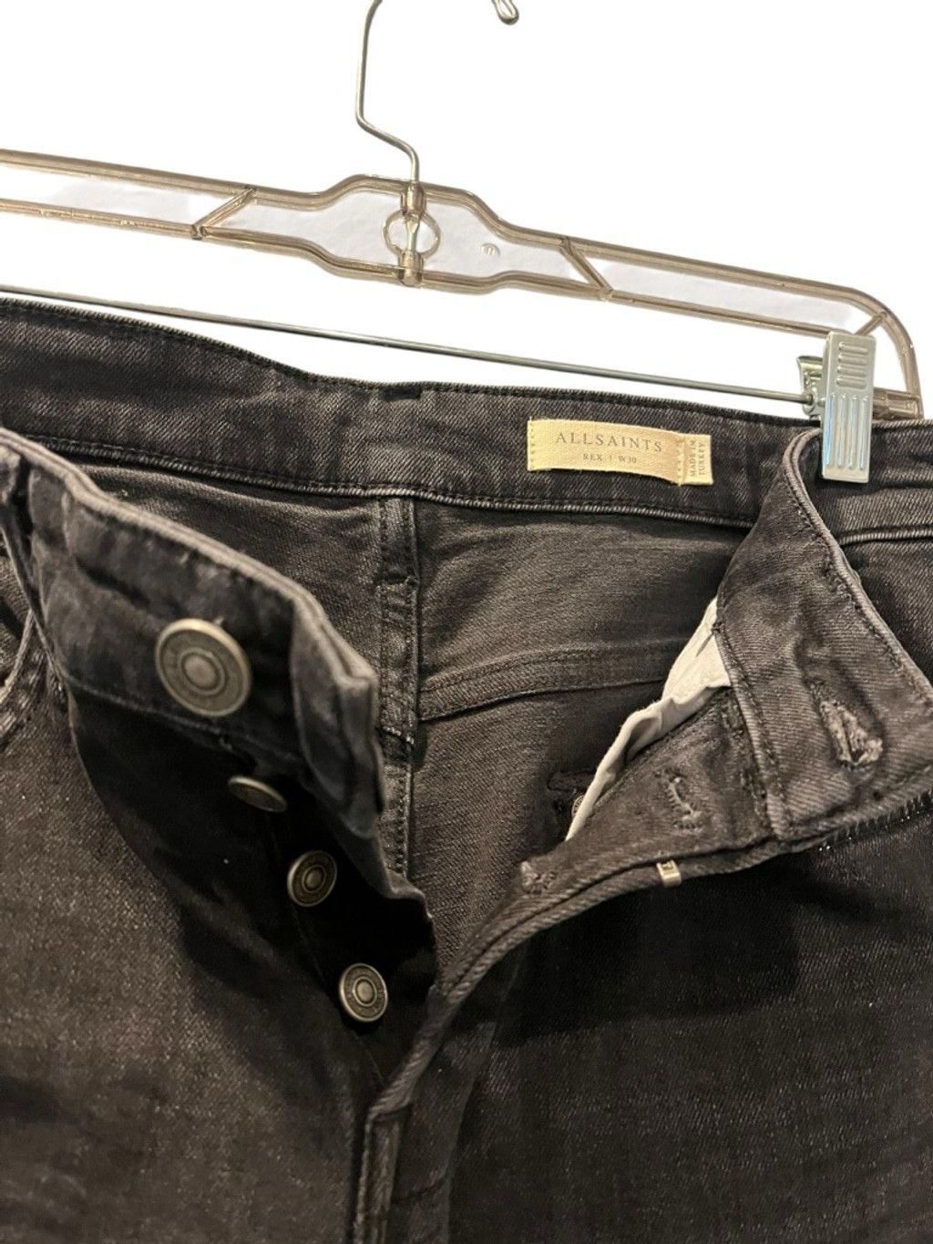 Allsaints AllSaints Rex Button Fly Black Jeans Men's Size 30x29 Size US 30 / EU 46 - 8 Thumbnail