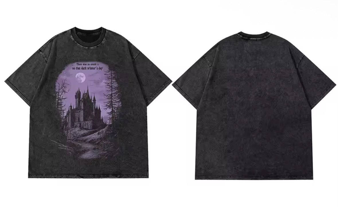 Other Vintage Goth Horror Castle Print Washed Short Sleeve TShirt Size US XXL / EU 58 / 5 - 5 Thumbnail