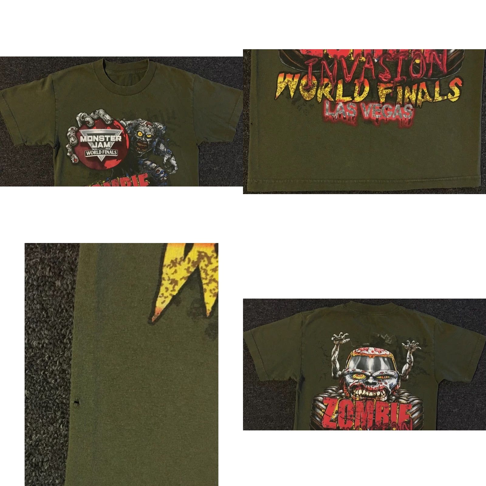 Vintage VINTAGE All Over Print T-Shirt S Green Distressed Zombie Monster Truck Jam Finals Grunge Y2K Mens Shirt Size US S / EU 44-46 / 1 - 8 Thumbnail