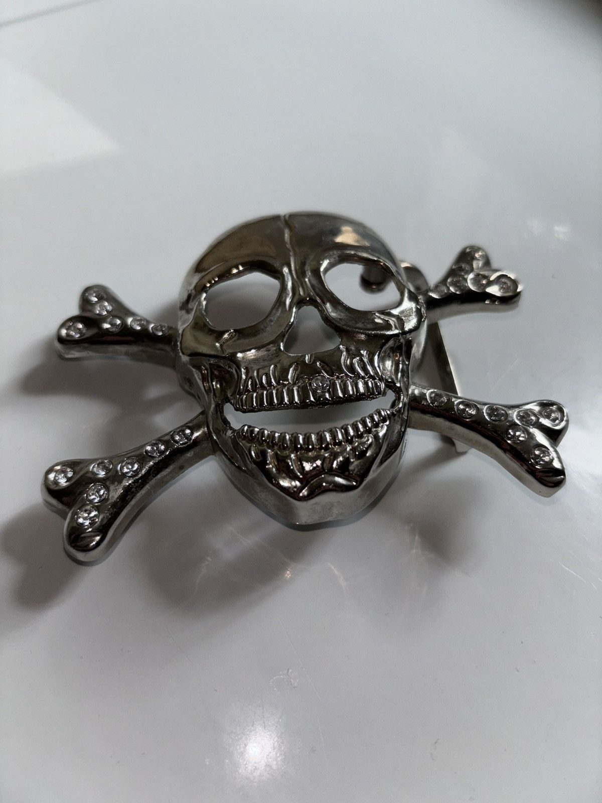 Vintage Skull and Cross Belt Buckle with CZ Stones Size ONE SIZE - 2 Thumbnail