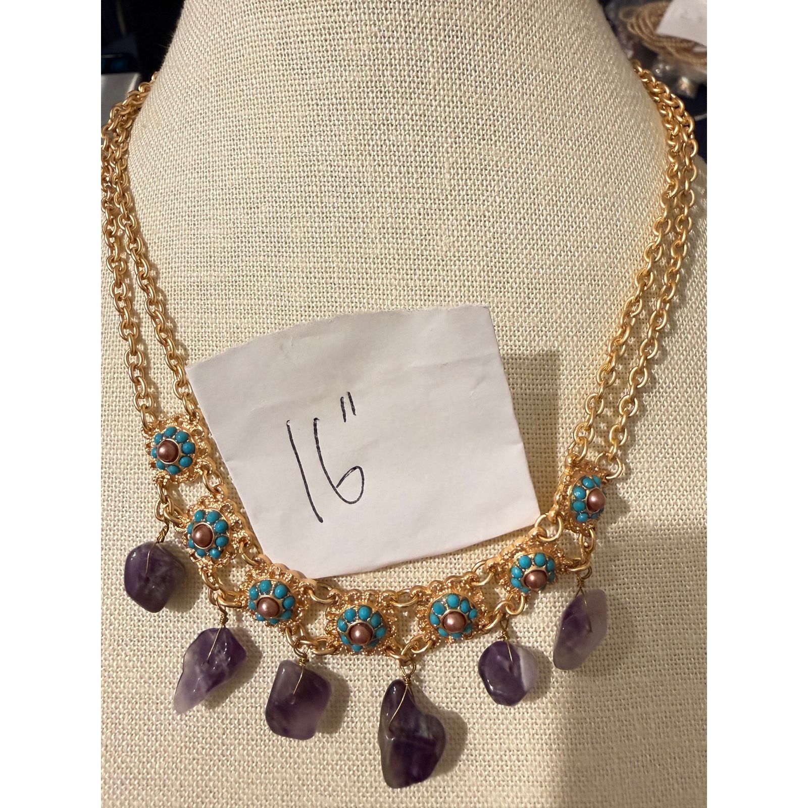 Other Vintage Gold Tone Genuine Amethyst Necklace Size ONE SIZE - 5 Thumbnail