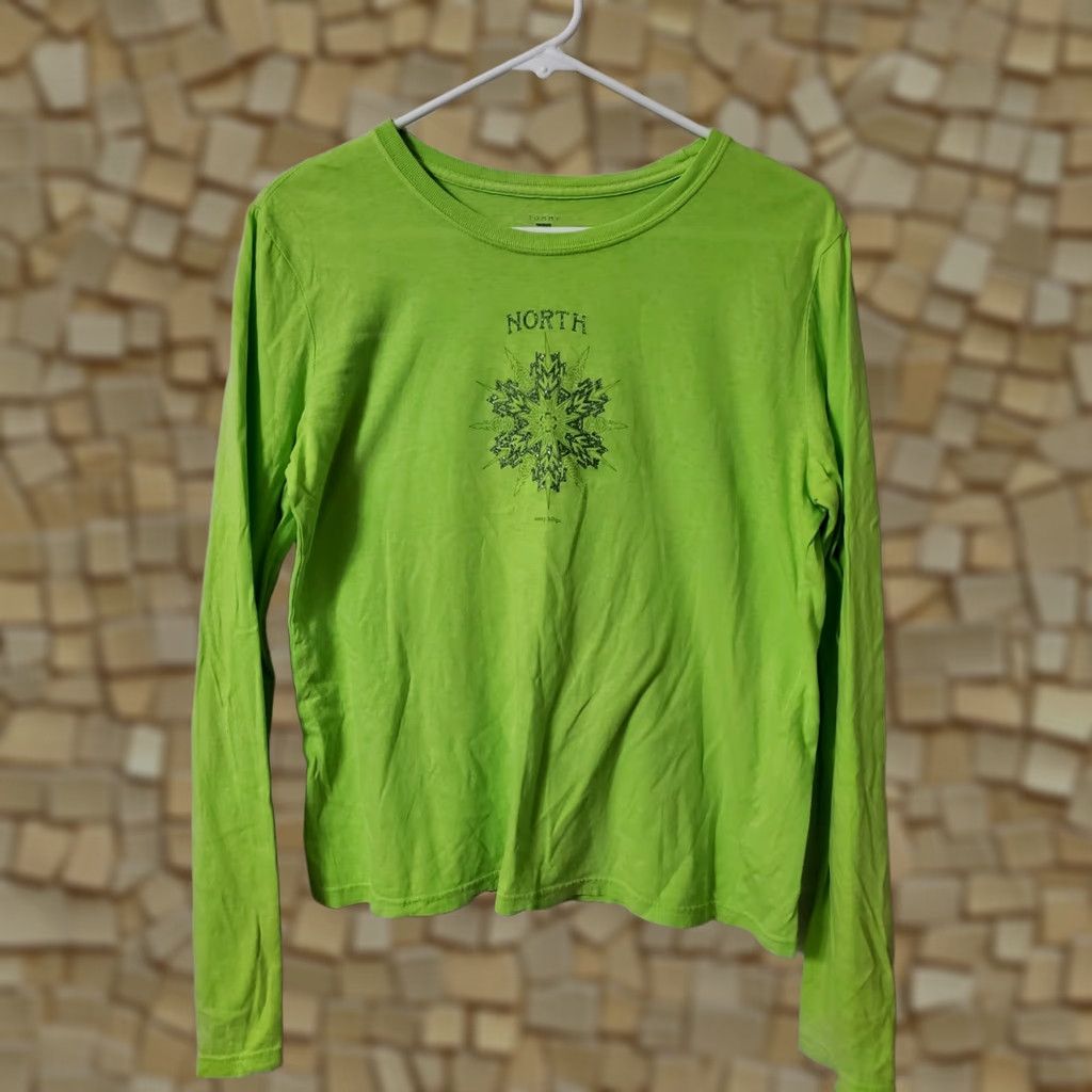 Tommy Hilfiger VINTAGE Tommy Hilfiger Shirt Womens Long Sleeve Medium Green Embroidered Button Crest North South Regular Fit Size M / US 6-8 / IT 42-44 - 1 Thumbnail