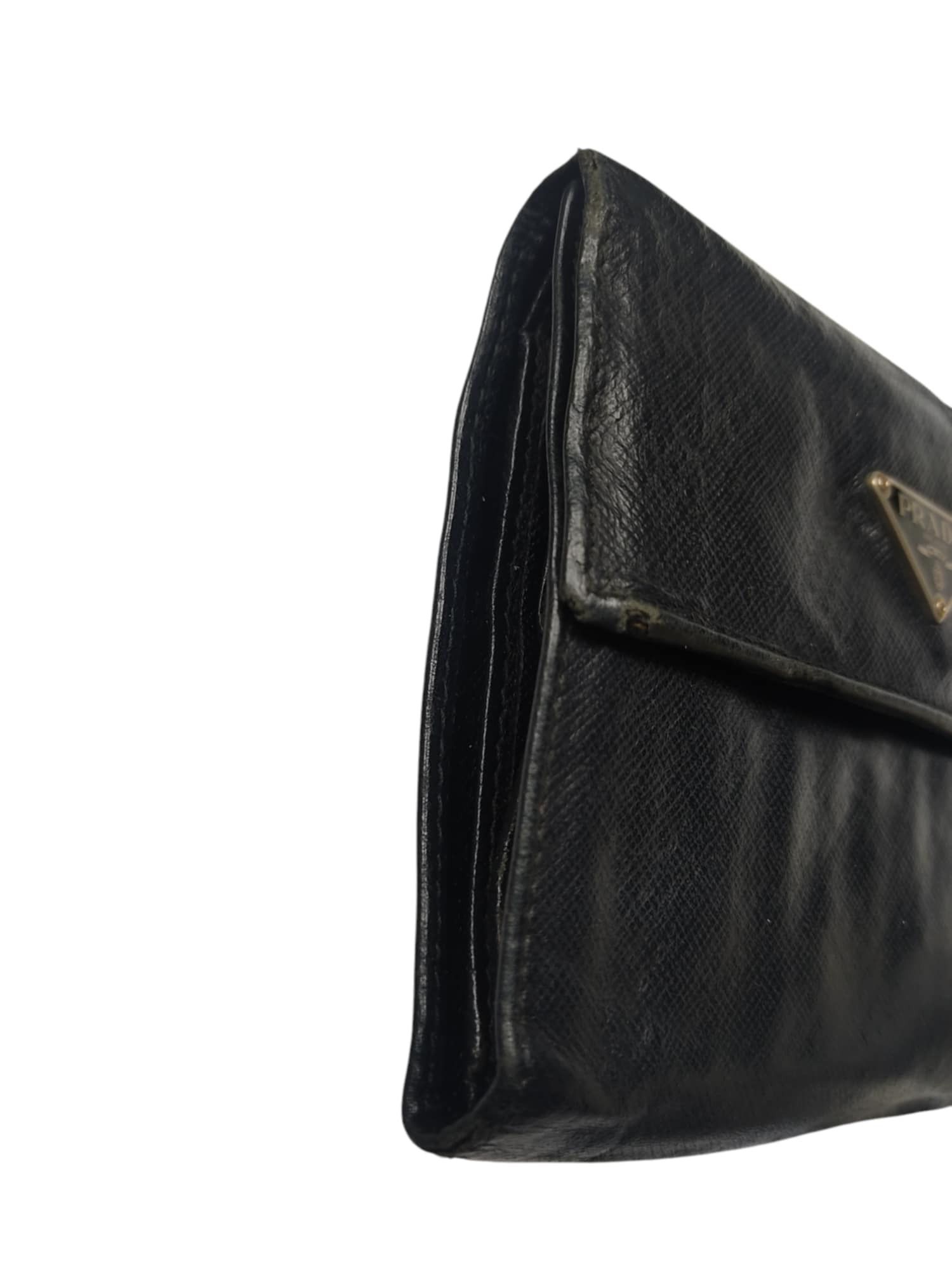 Prada PRADA BLACK SAFFIANO METAL LEATHER TRIANGLE WALLET Size ONE SIZE - 7 Thumbnail