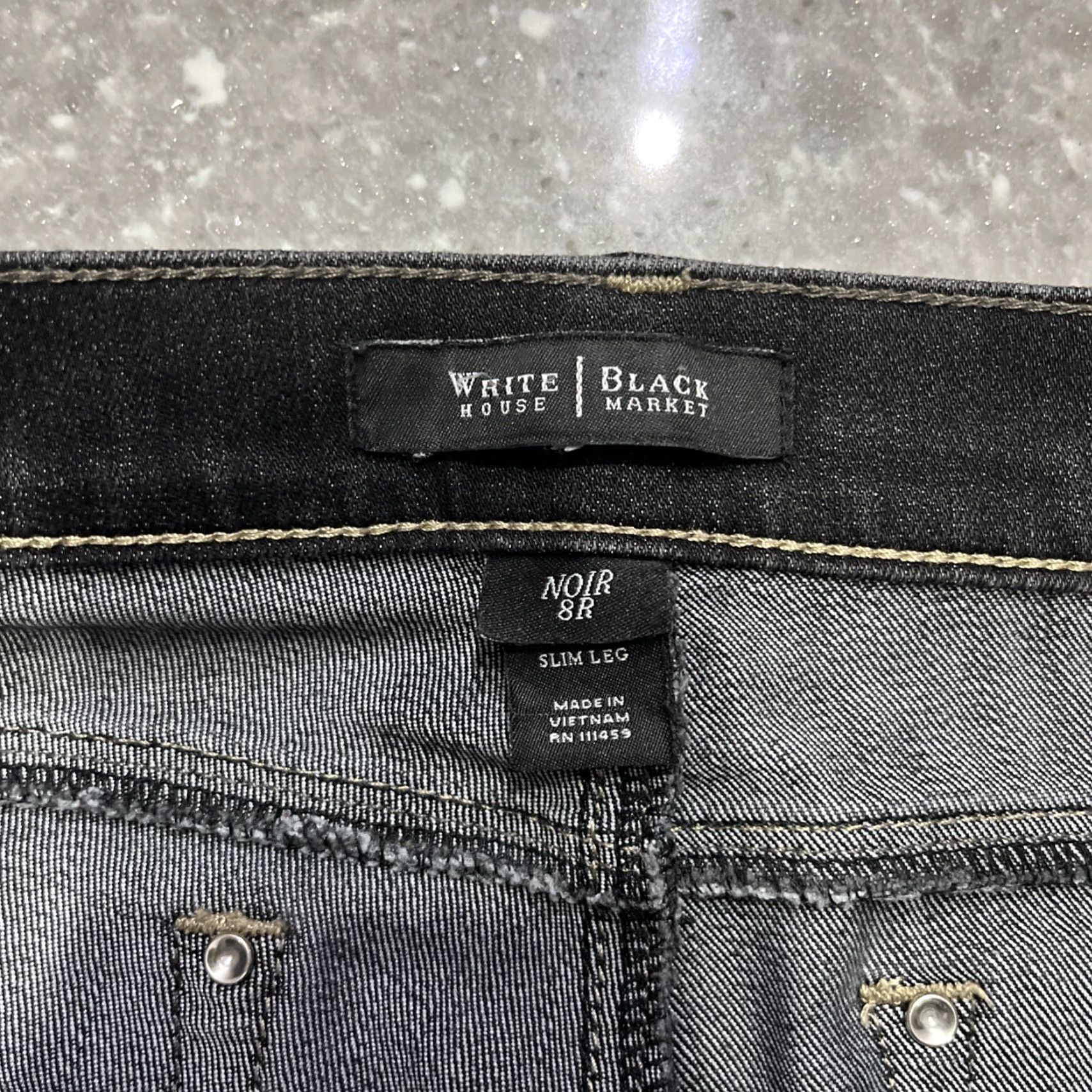 White House Black Market White House Black Market Jeans Womens 8 Black Noir Slim Leg Front Pockets Button Zipper Straight Slim Low Rise Denim Cotton Blend Dark Wash Size 30" / US 8 / IT 44 - 2 Thumbnail