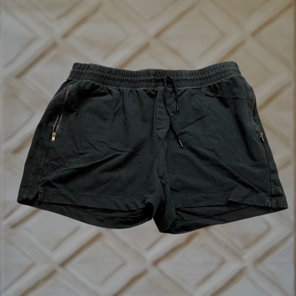 Vintage Unbranded Twill Shorts Womens XXl Black Sweat Zip Pockets Stretch Drawstring 4" Size 26" / US 2 / IT 38 - 1 Thumbnail