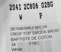 Celine o1bcso1str0724 Crop Top Smock Brod Baptiste Coton in White Size XXS / US 00 / IT 34 - 4 Thumbnail