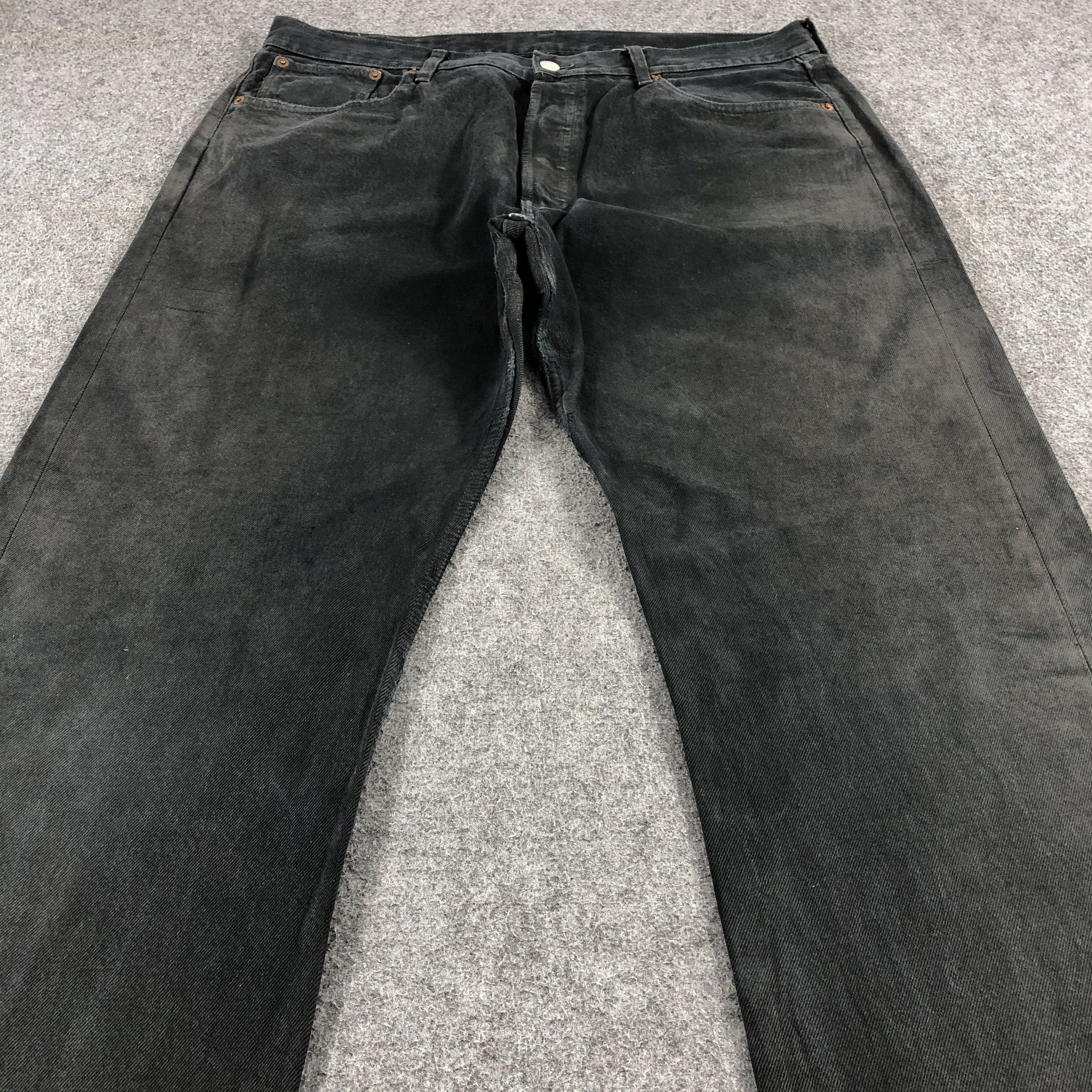 Levi's Vintage 90s Black Distress Levis 501 Jeans-JM1611 Size US 37 - 3 Thumbnail