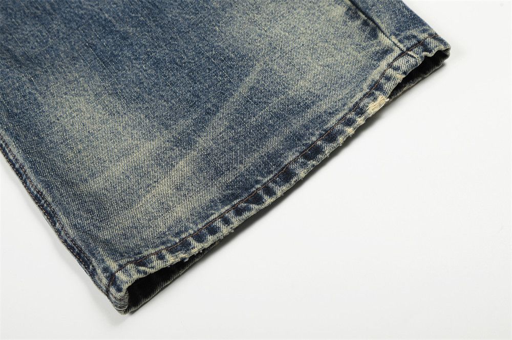 Jean Vintage washed distressed loose casual men's curved jeans Size US 32 / EU 48 - 6 Thumbnail
