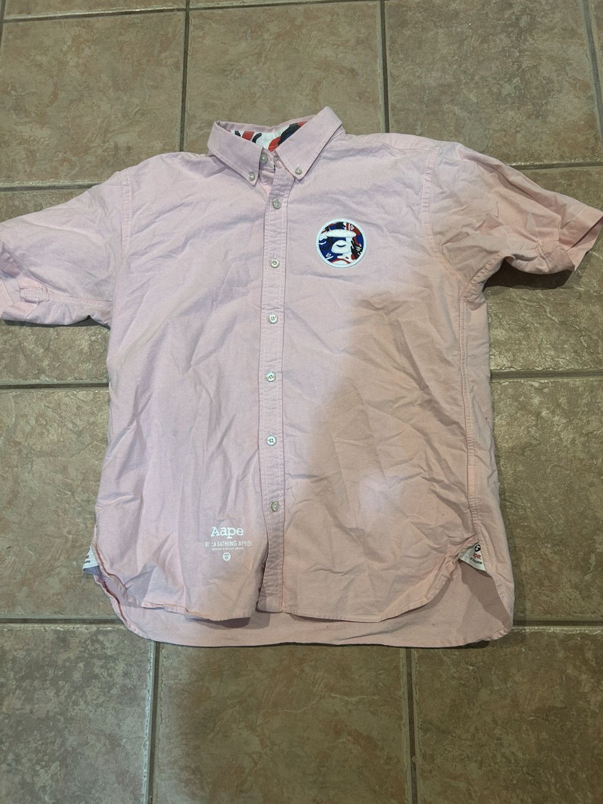 Aape Aape by A Bathing Ape Men Size XL Pink Short Sleeve Buttonup Size US XL / EU 56 / 4 - 1 Thumbnail
