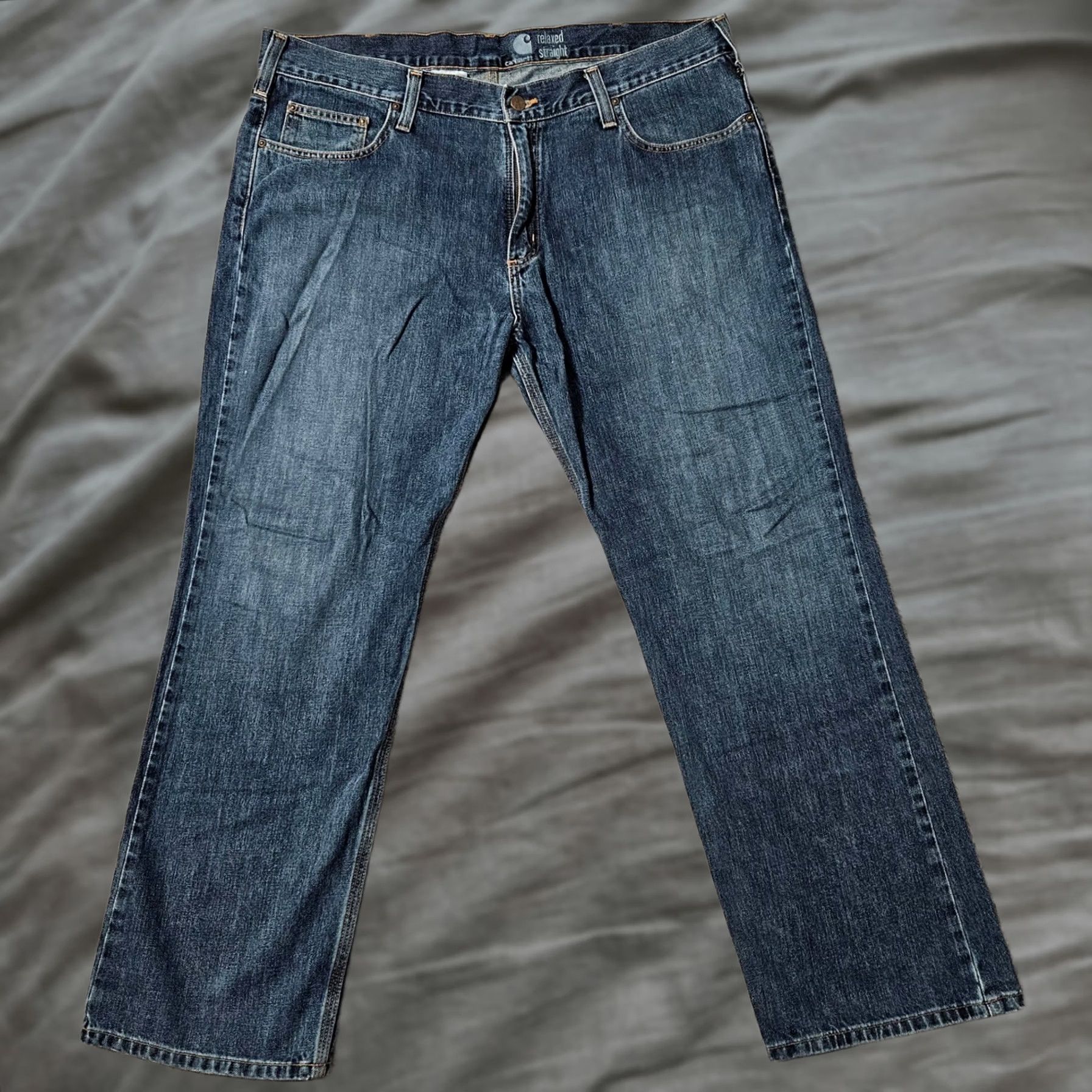 Carhartt Carhartt Relaxed Straight Jeans 40 x 30 Blue Denim Durable Workwear Mens Size US 40 / EU 56 - 1 Thumbnail