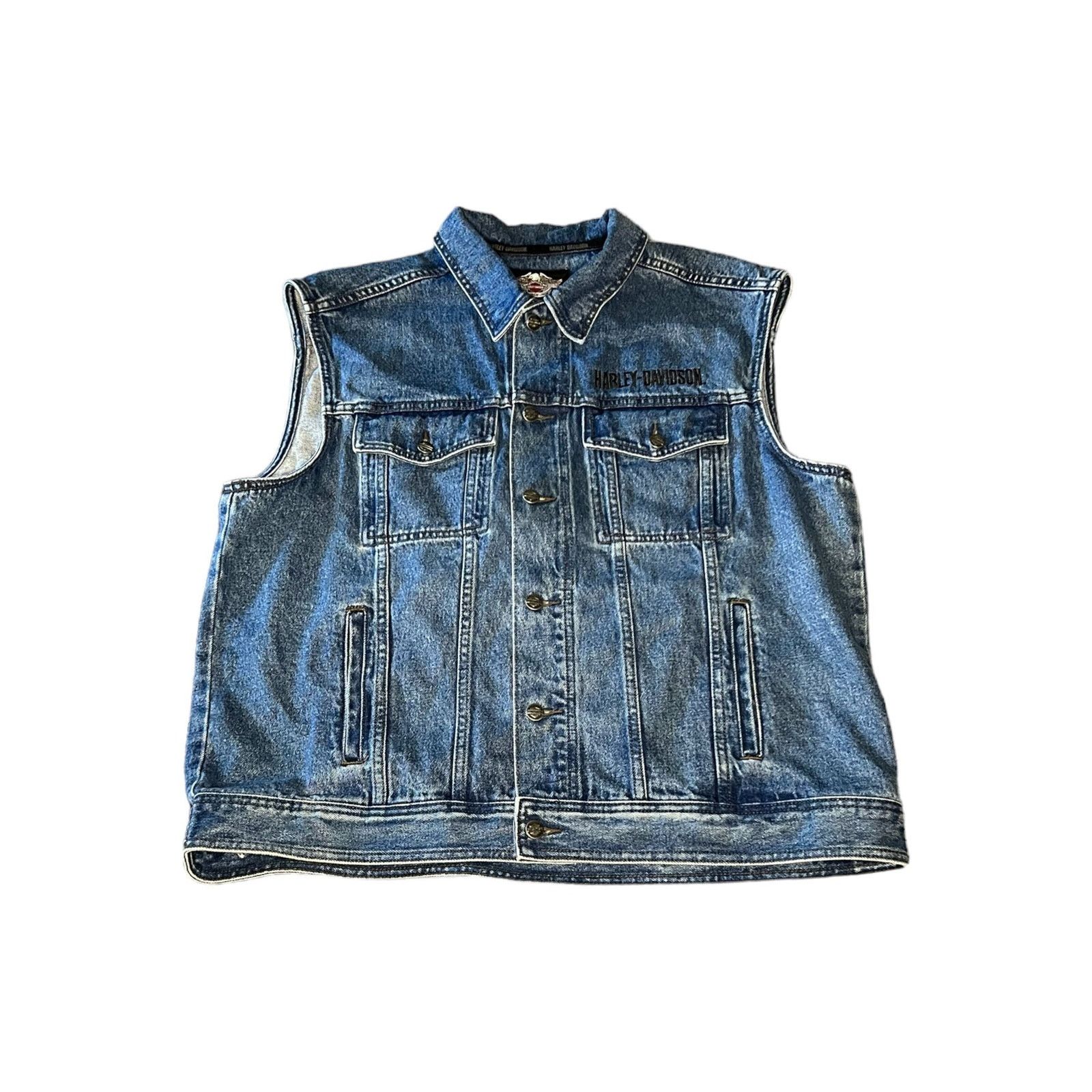 Harley Davidson Harley-Davidson Eagle Denim Vest Size US XL / EU 56 / 4 - 1 Thumbnail