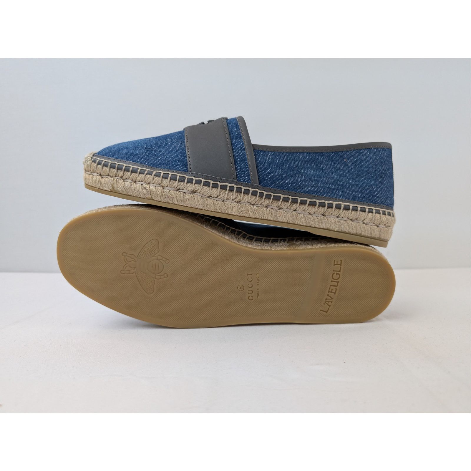 Gucci o1rshd1 espadrilles Tank Denim Softy Loafers Shoe boots Blue Size US 11.5 / EU 44-45 - 13 Thumbnail