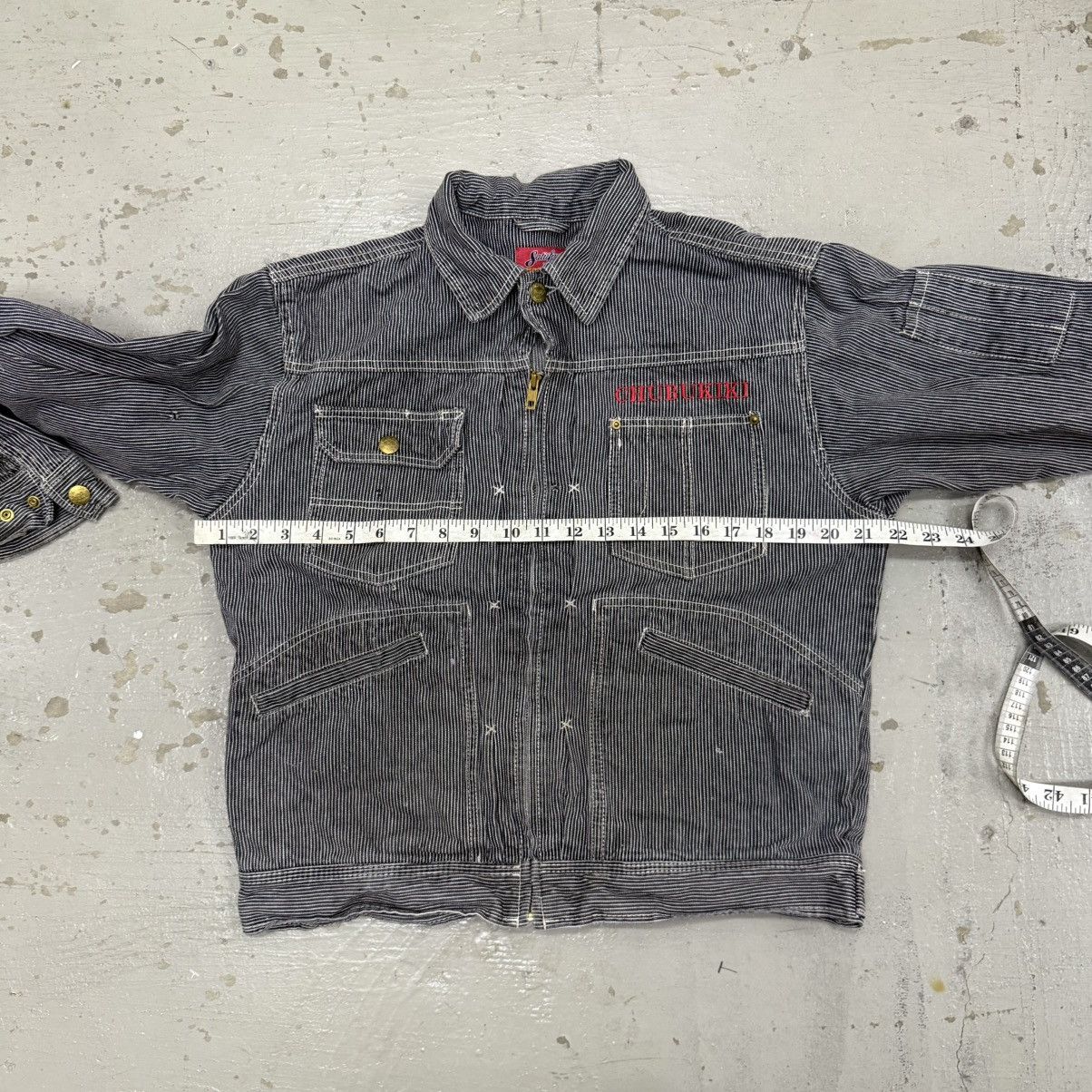 Japanese Brand 🔥Vintage Dogman Hickory Stripe Distressed Denim Work Jacket Size US L / EU 52-54 / 3 - 3 Thumbnail