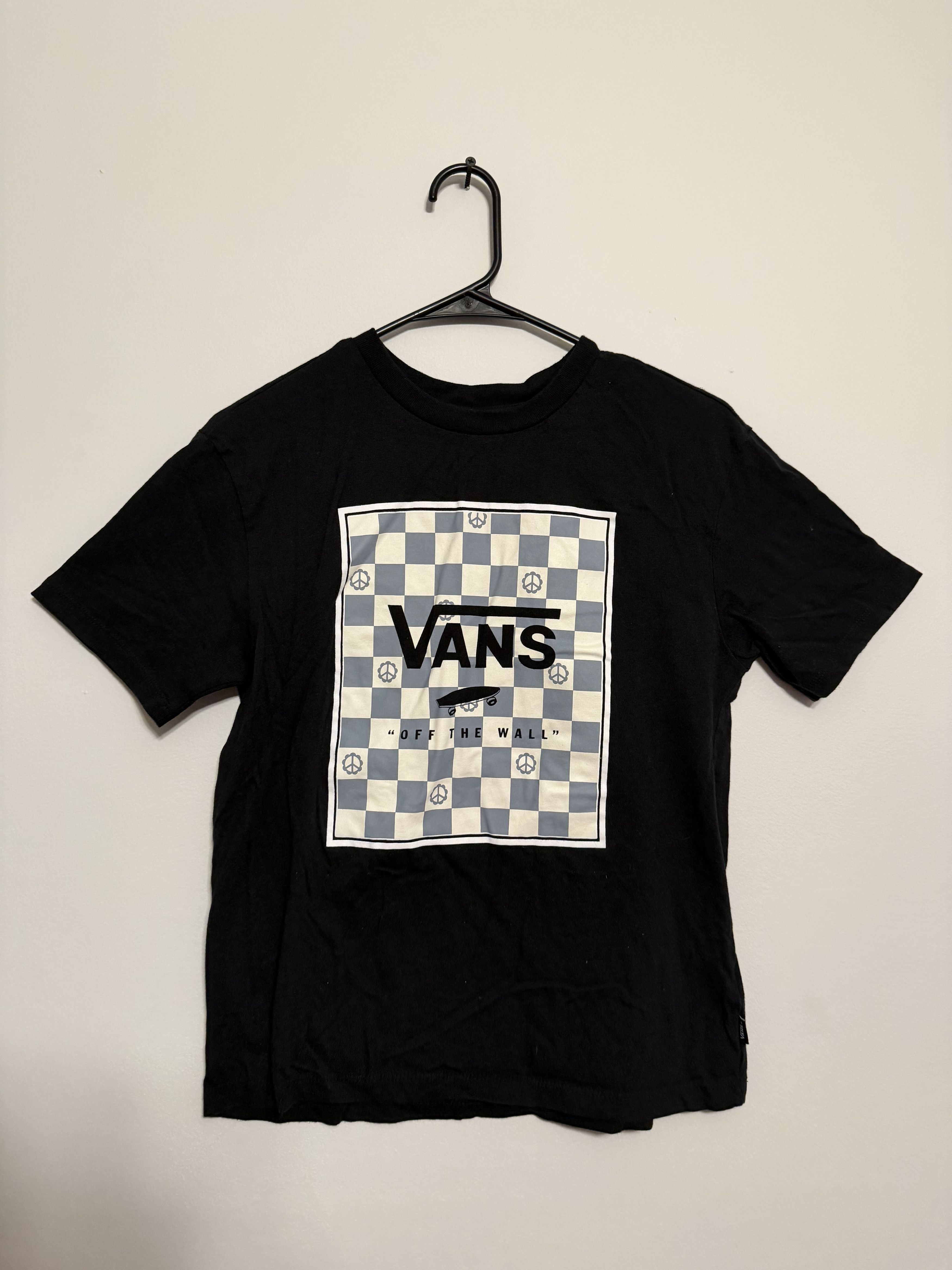 Vans Vans “Off the Wall” Peace Checkerboard Graphic Tee – Black Size US S / EU 44-46 / 1 - 1 Thumbnail