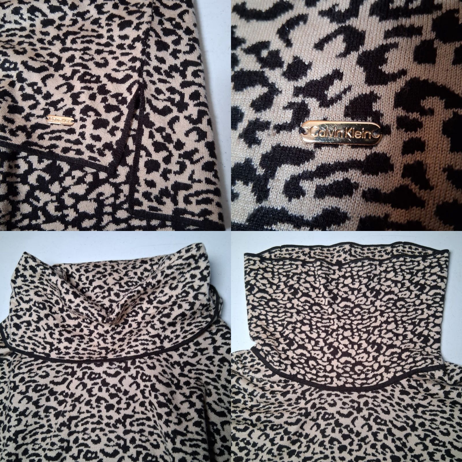 Calvin Klein Calvin Klein Sweater Women Small Cat Animal Cheetah Leopard Funnel Neck Knit Size S / US 4 / IT 40 - 10 Thumbnail