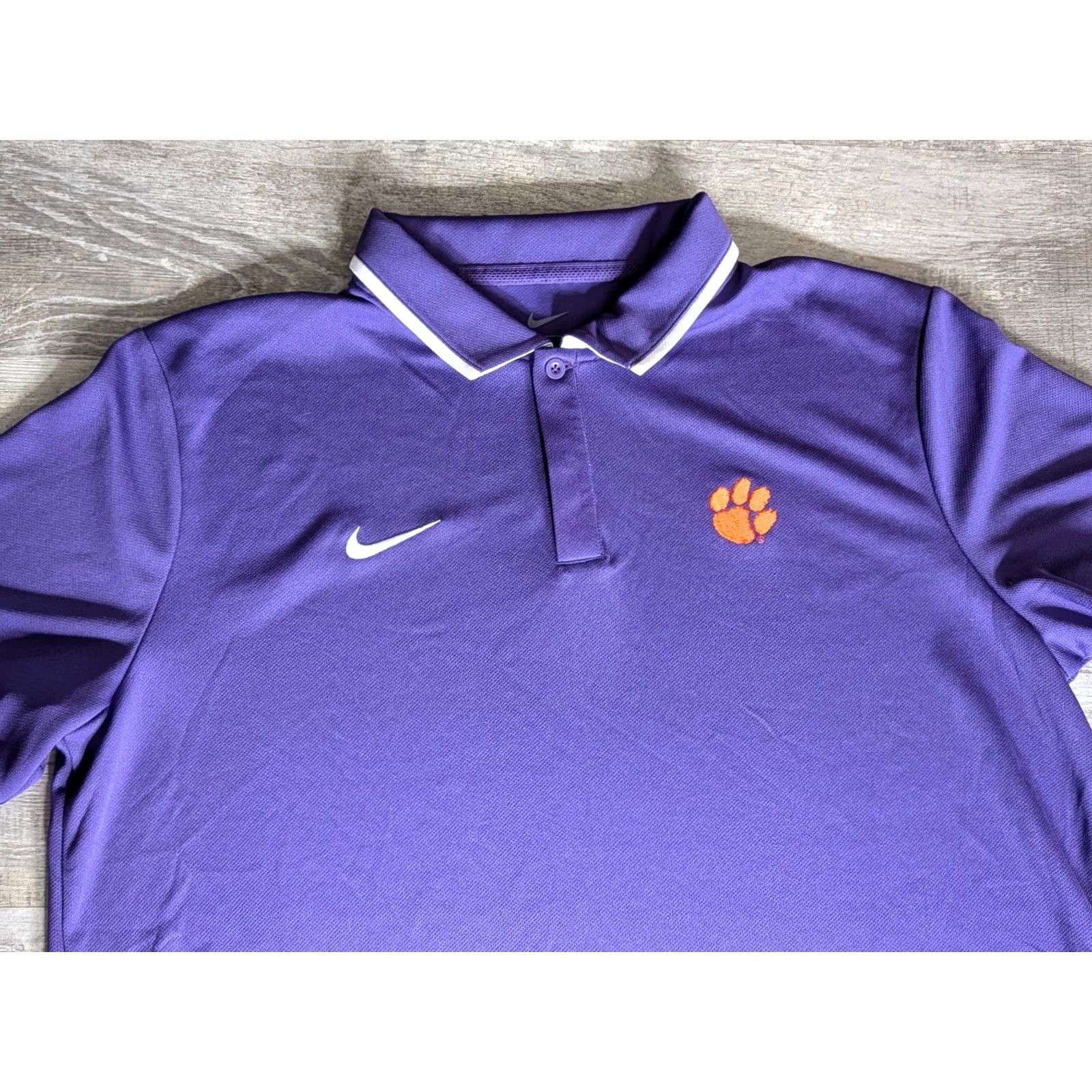 Nike Nike Clemson Tigers Golf Polo Men’s Large Purple Short Sleeve Size US L / EU 52-54 / 3 - 2 Thumbnail