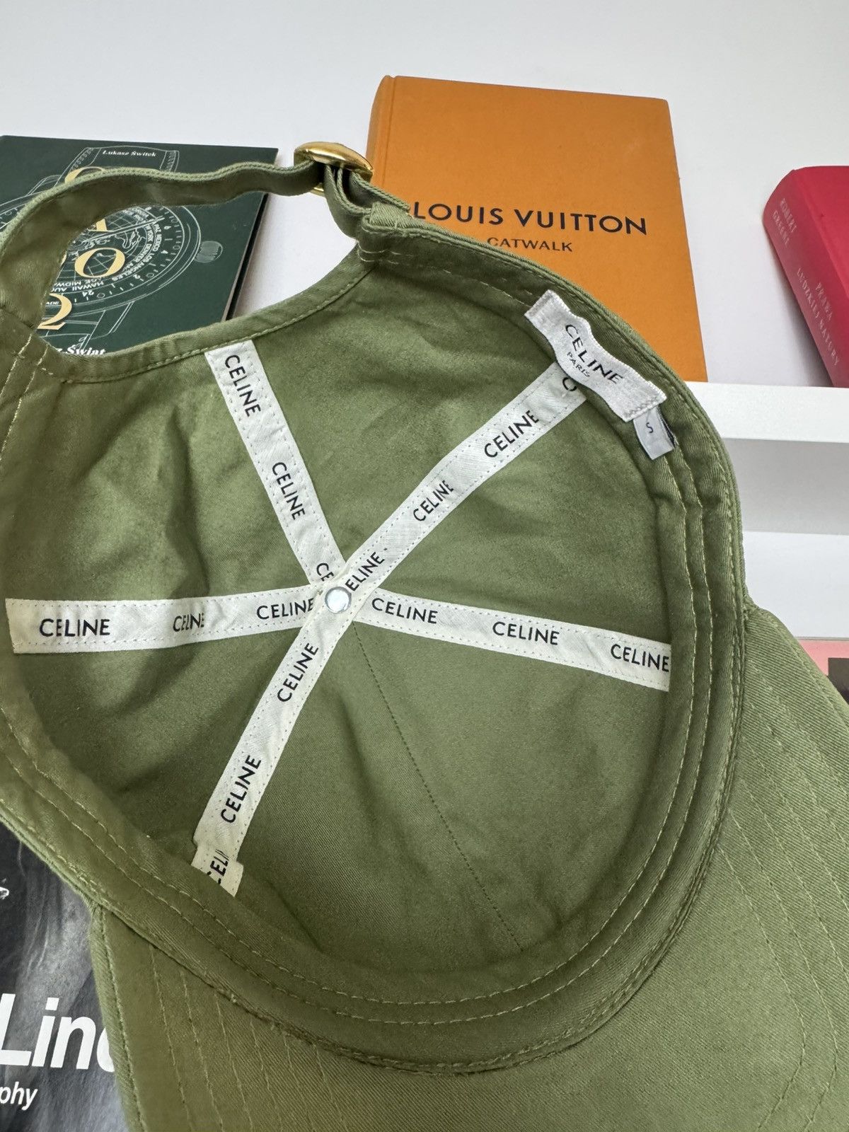 Celine Celine Hat Designer Baseball Cap Classic Logo Luxury Olive Size ONE SIZE - 5 Thumbnail