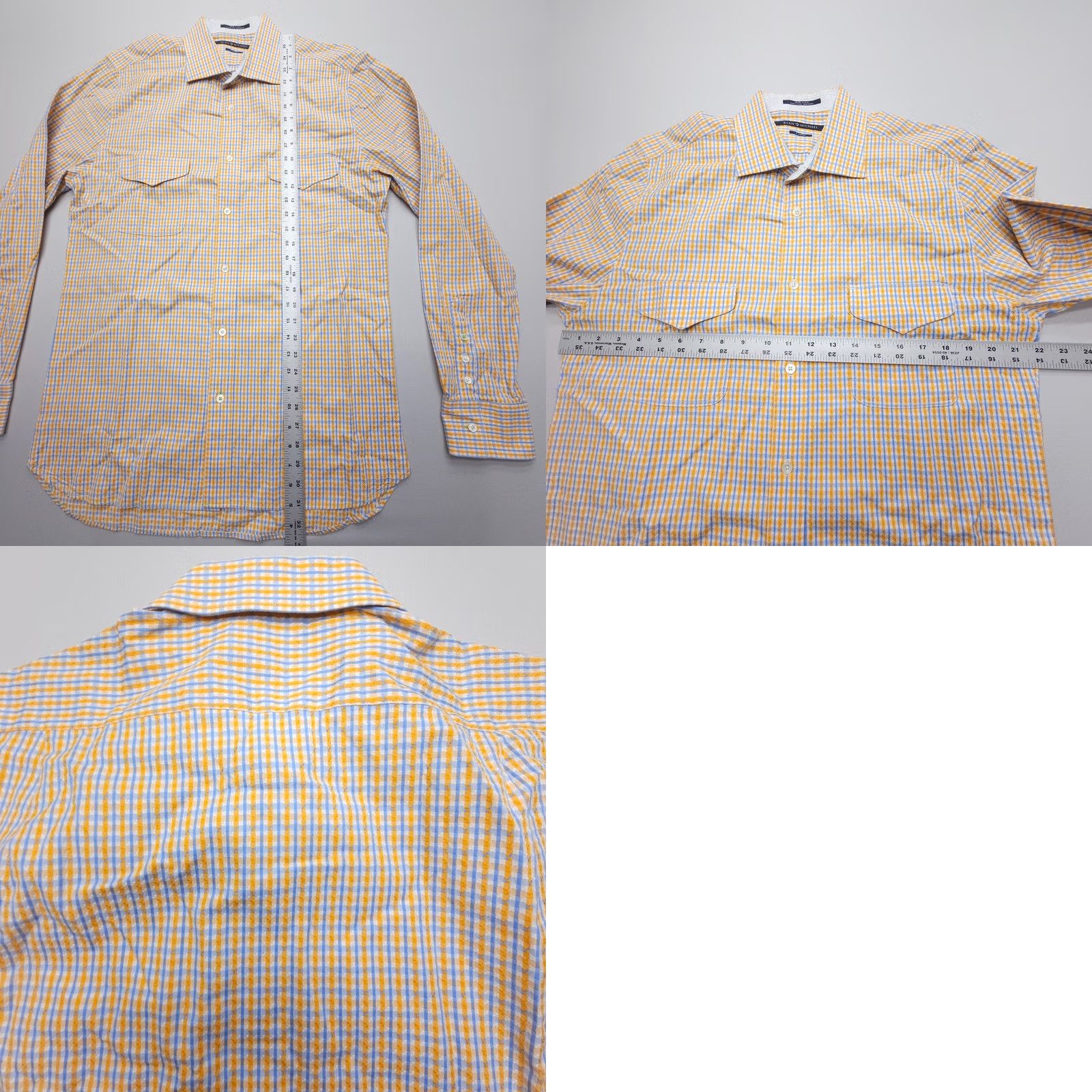 Vintage Ryan Michael Dress Shirt Mens XL Plaid Button Up Cotton Western Rodeo Cowboy Shirt Size 46R - 8 Thumbnail