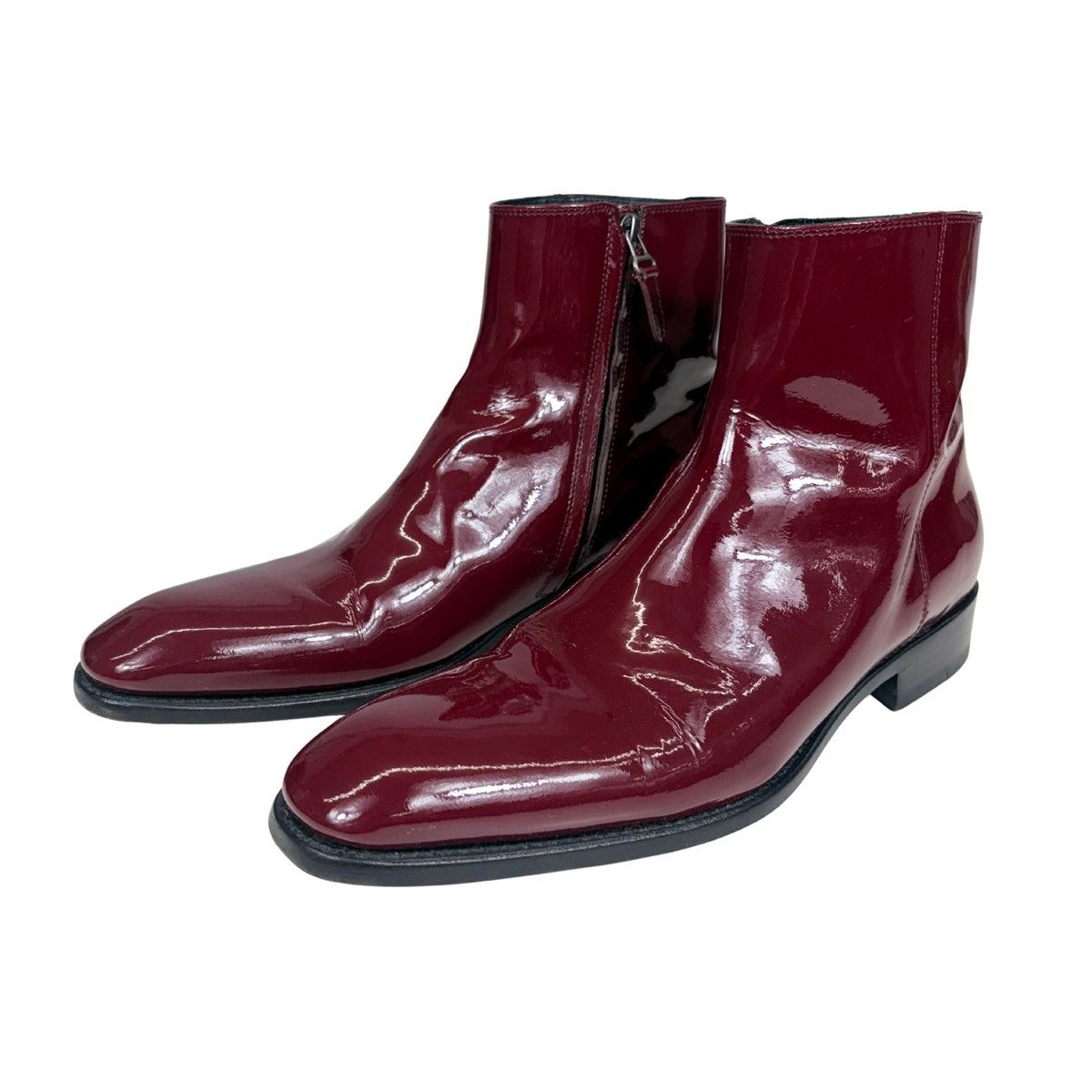 Jean Baptiste Rautureau Jean-Baptiste Rautureau Burgundy Patent Leather Boots Size US 10 / EU 43 - 3 Thumbnail