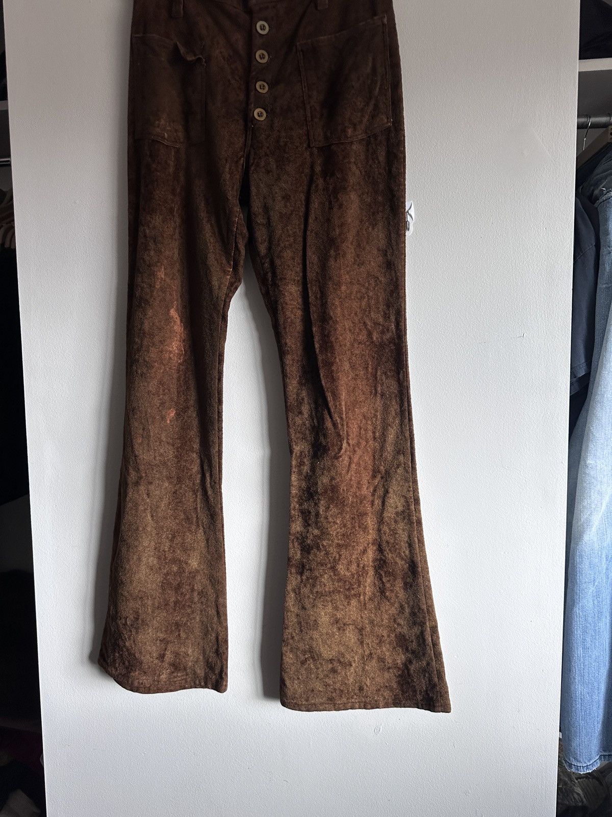 Vintage Vintage 70’s Hippie Flare Velvet Pants Size 30" / US 8 / IT 44 - 2 Thumbnail