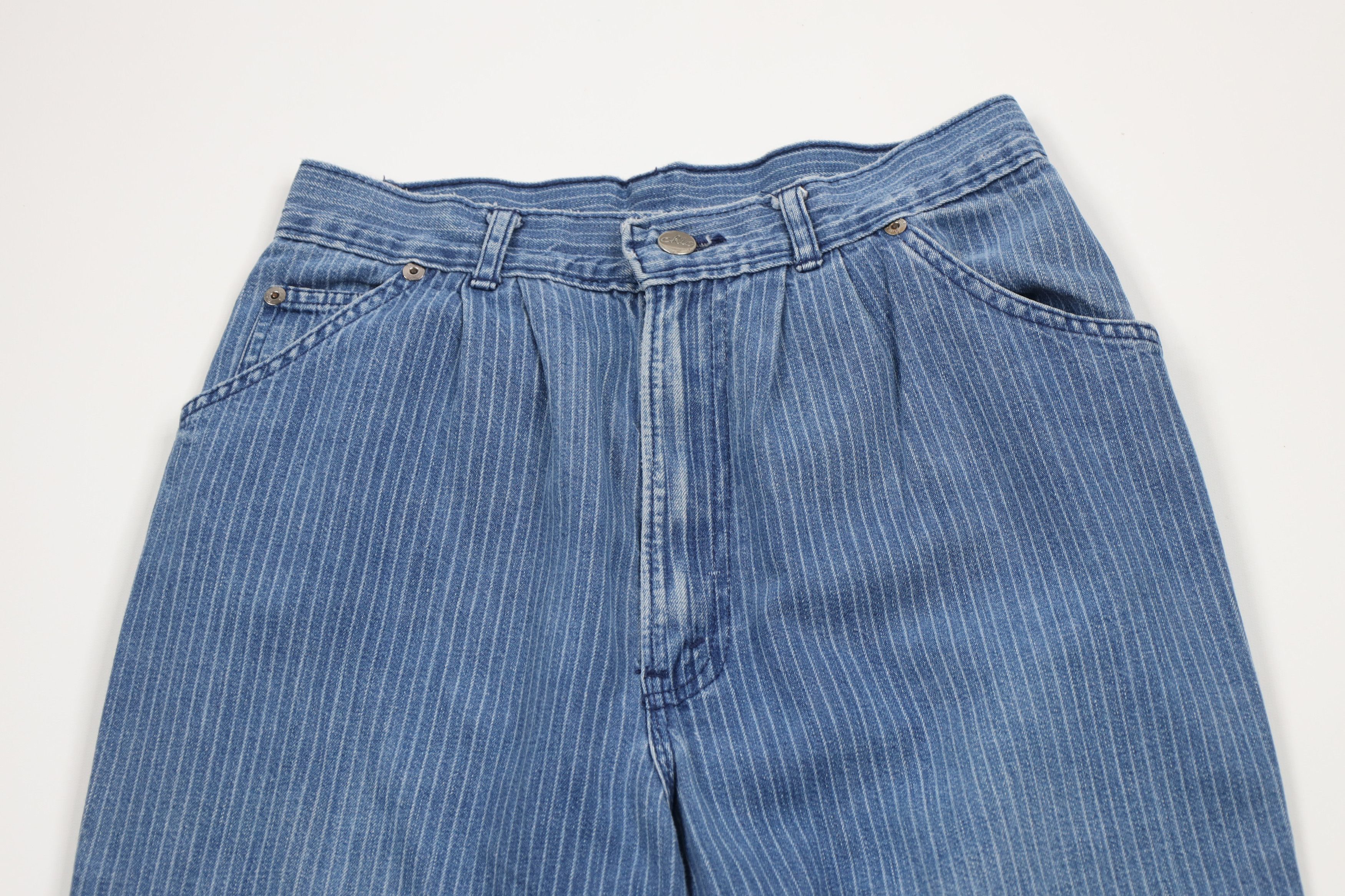 Vintage Vintage 90s Streetwear Pinstriped Pleated Denim Jeans Size 34" / US 12 / IT 48 - 2 Thumbnail
