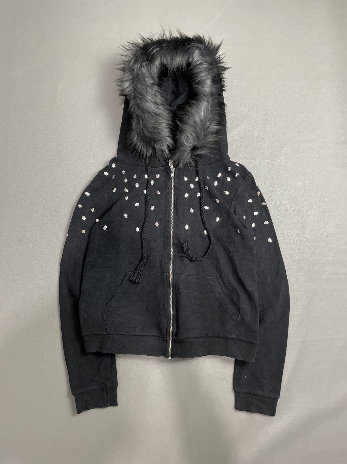 Japanese Brand Black Fur Hoodie skull ifsix style Size S / US 4 / IT 40 - 1 Thumbnail