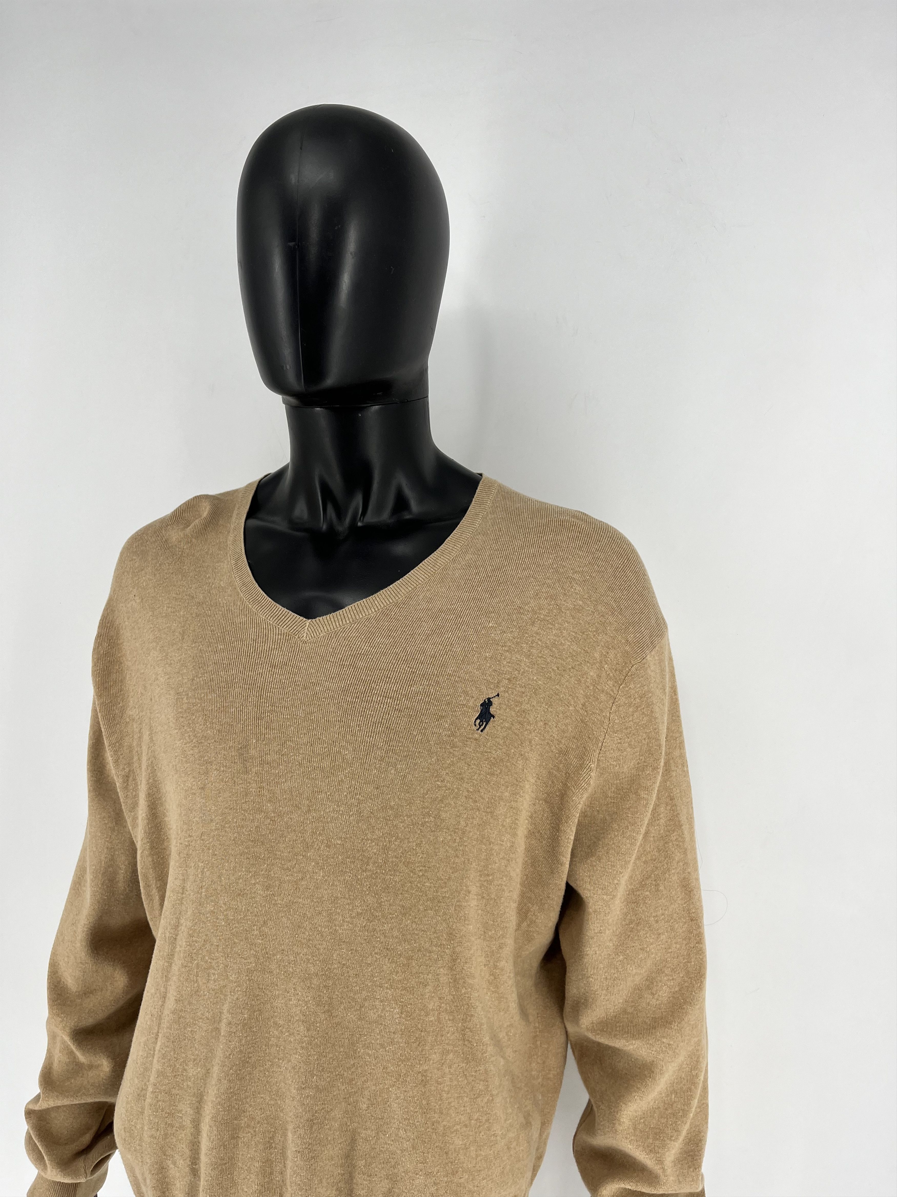 Polo Ralph Lauren Vintage Polo Ralph Lauren V-Neck Sweater 90s beige Size US XL / EU 56 / 4 - 5 Thumbnail