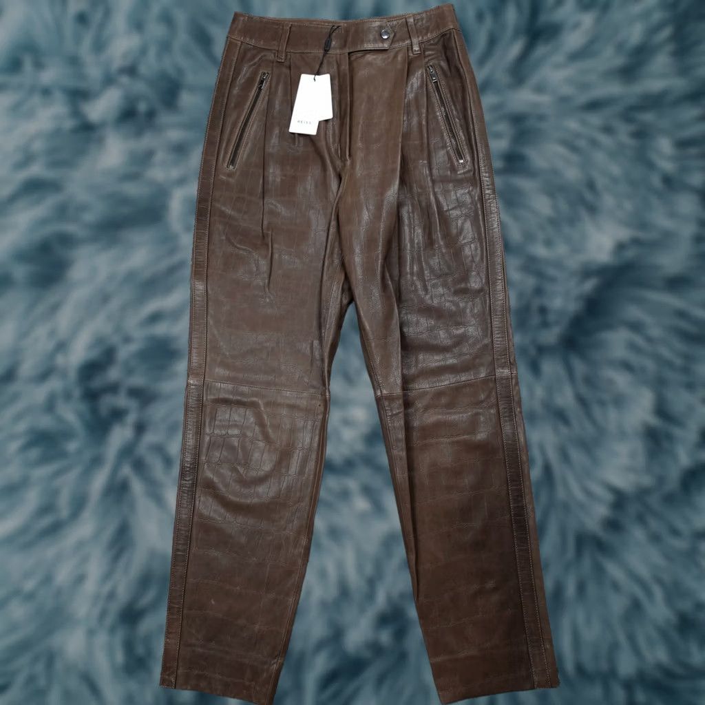 Reiss Reiss Trousers Womens Brown Leather 8 Crock Effect Size 30" / US 8 / IT 44 - 1 Thumbnail