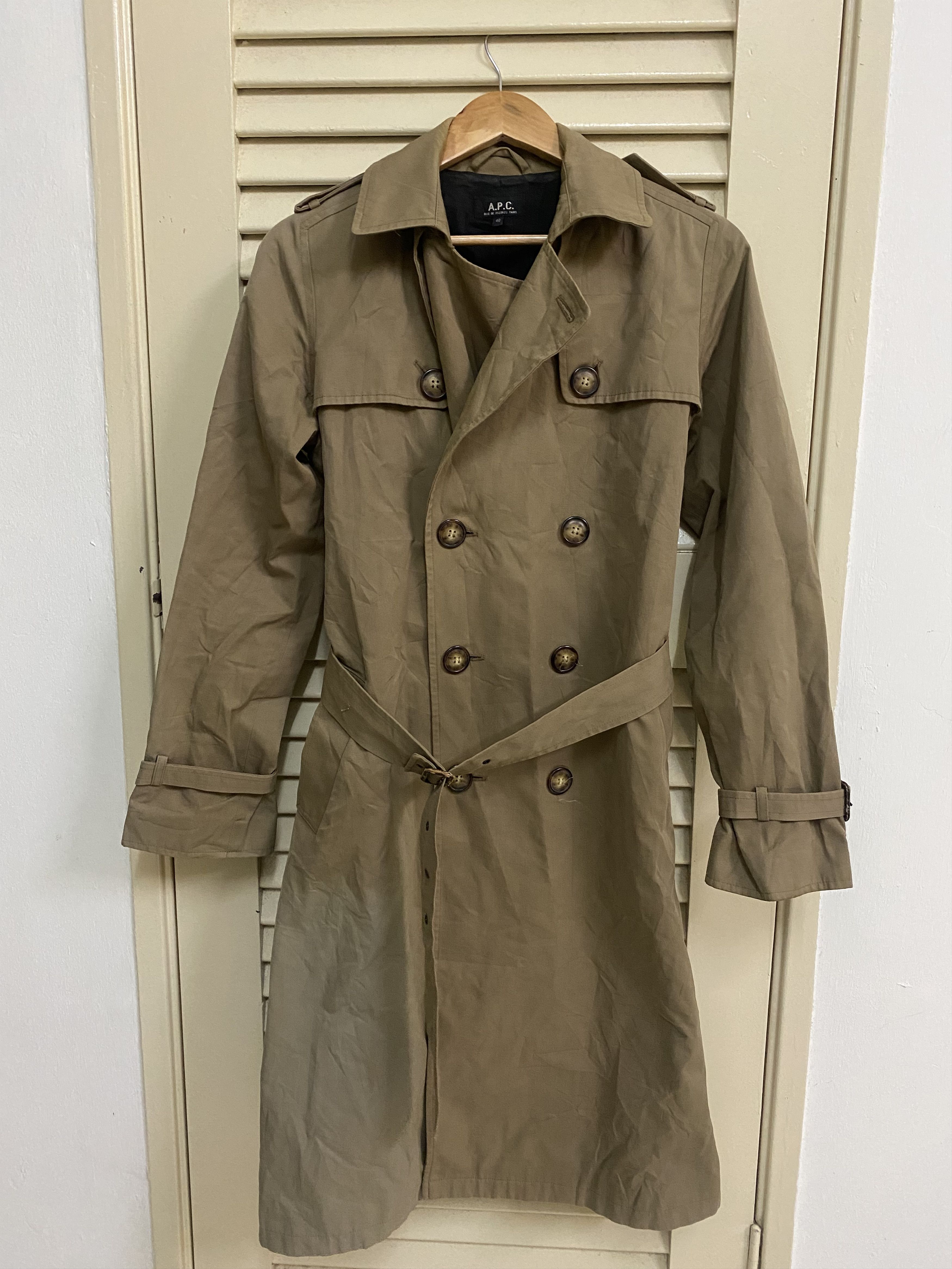A.P.C. Faded APC Double Breasted Belted Trench Coat Size S / US 4 / IT 40 - 2 Thumbnail