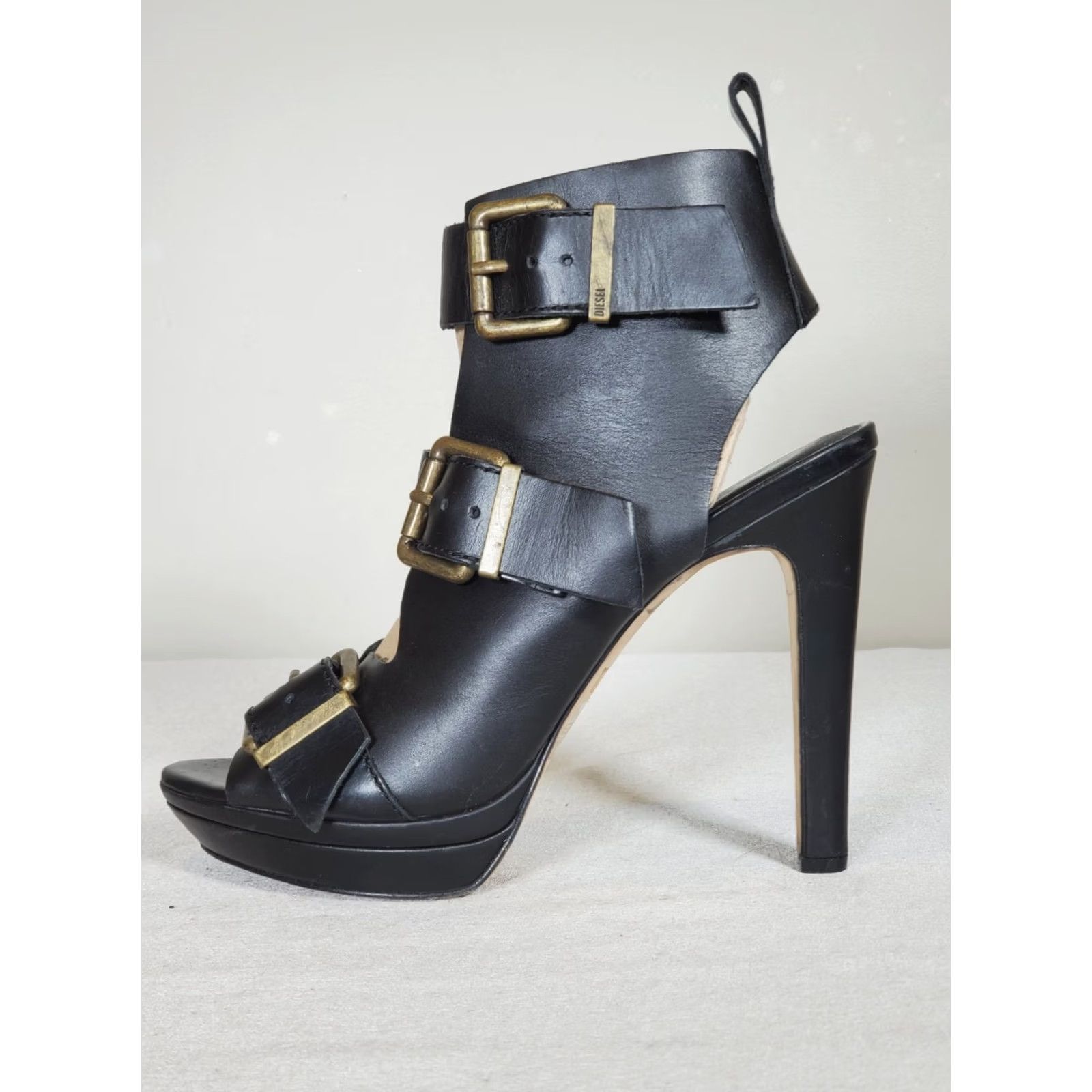 Diesel Diesel Riley Black Leather Strappy Platform High Heeled Sandals Women's US 10 EU 41 Size US 10 / IT 40 - 5 Thumbnail