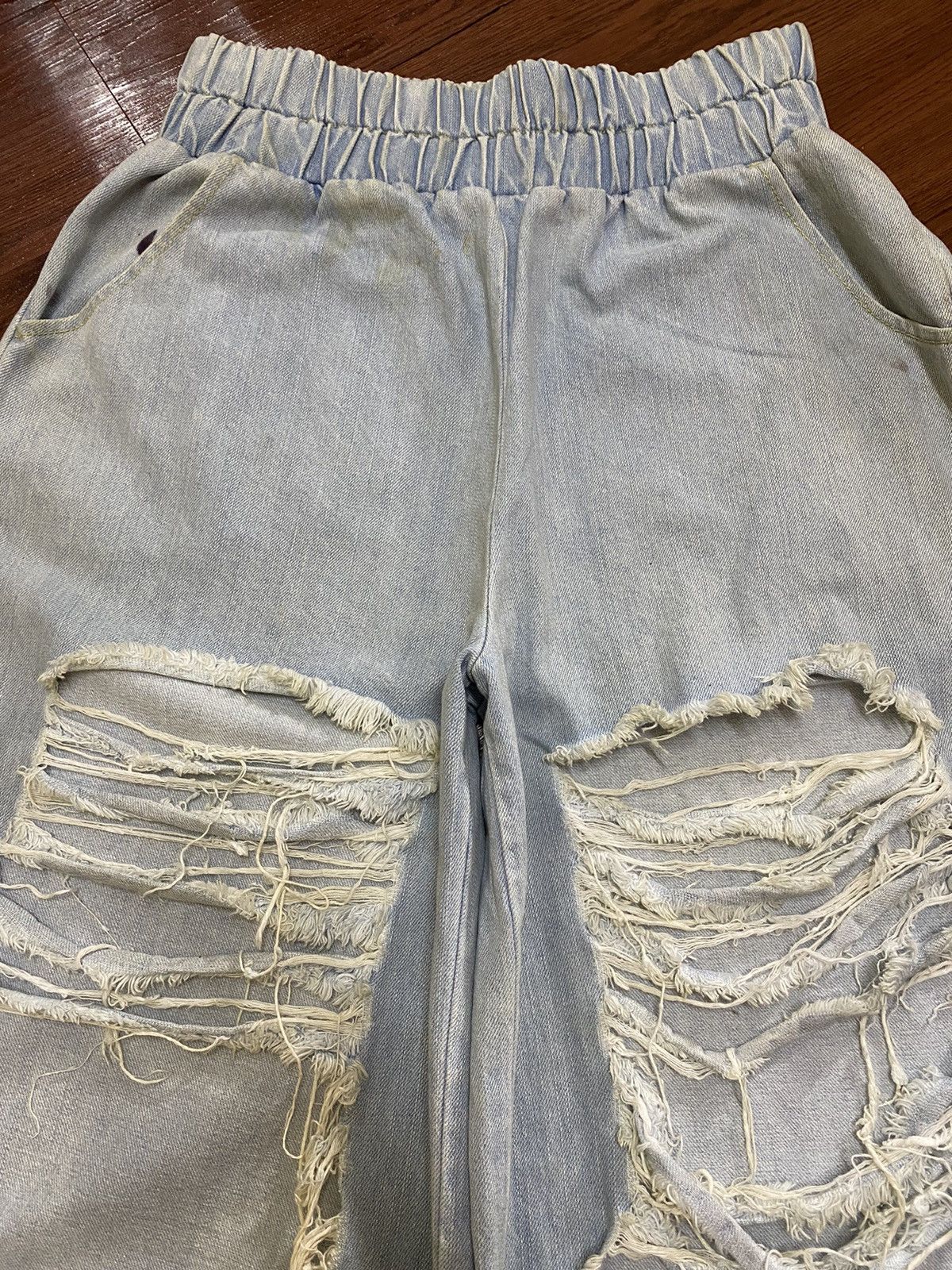 Japanese Brand Vintage Y2K Japanese MidRise Ripped Woman Baggy Frayed Pants Size 31" - 2 Thumbnail