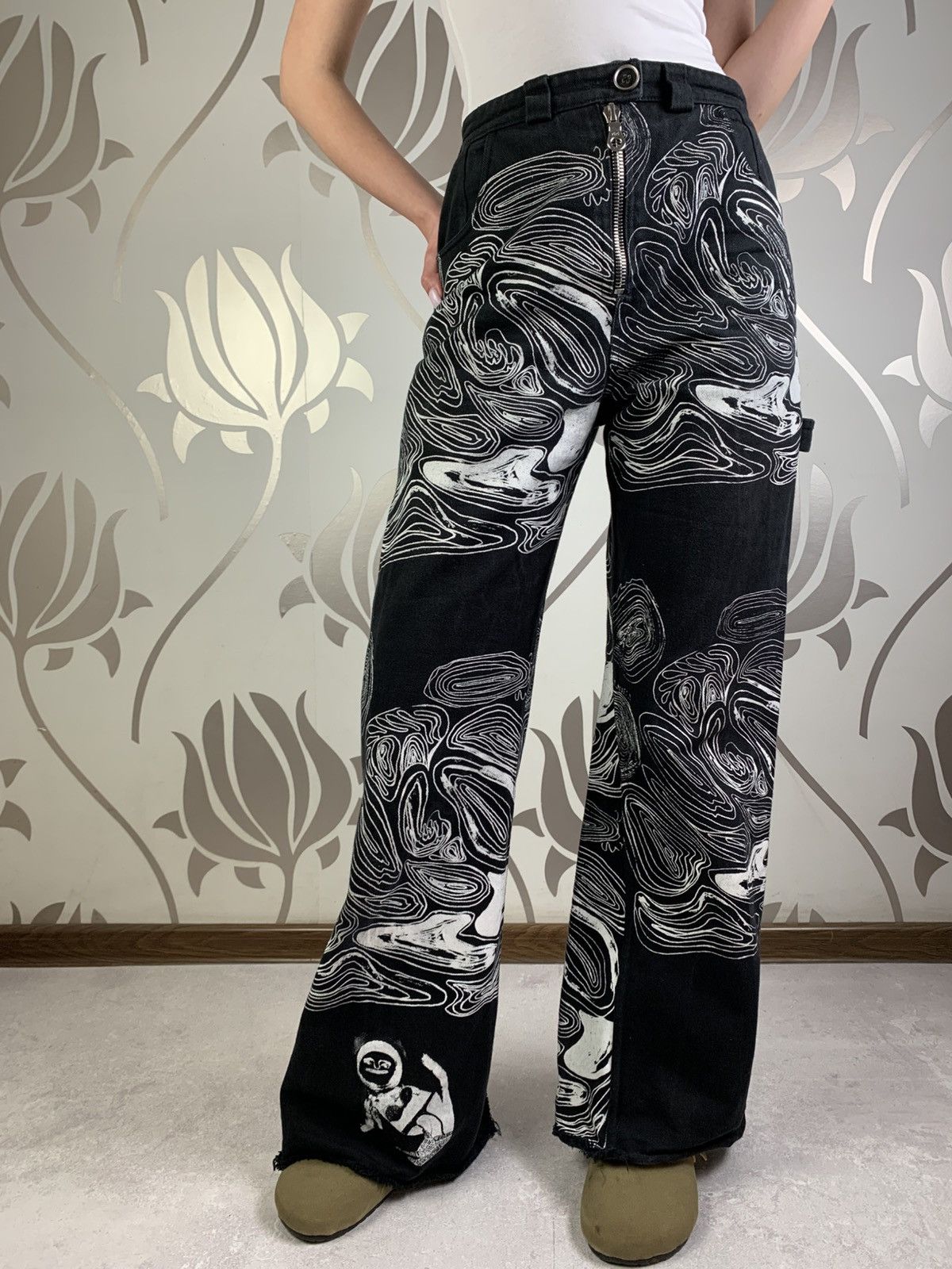 Drain Gang Archive Claire Barrow Flared Jeans Size 27" / US 4 / IT 40 - 1 Thumbnail