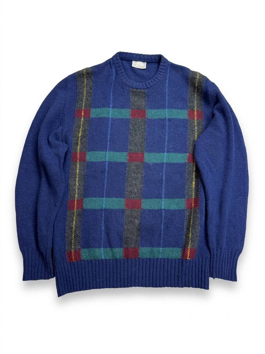 Vintage Vintage MacBallantain's 100% Wool Plaid Sweater Blue Size US L / EU 52-54 / 3 - 1 Thumbnail