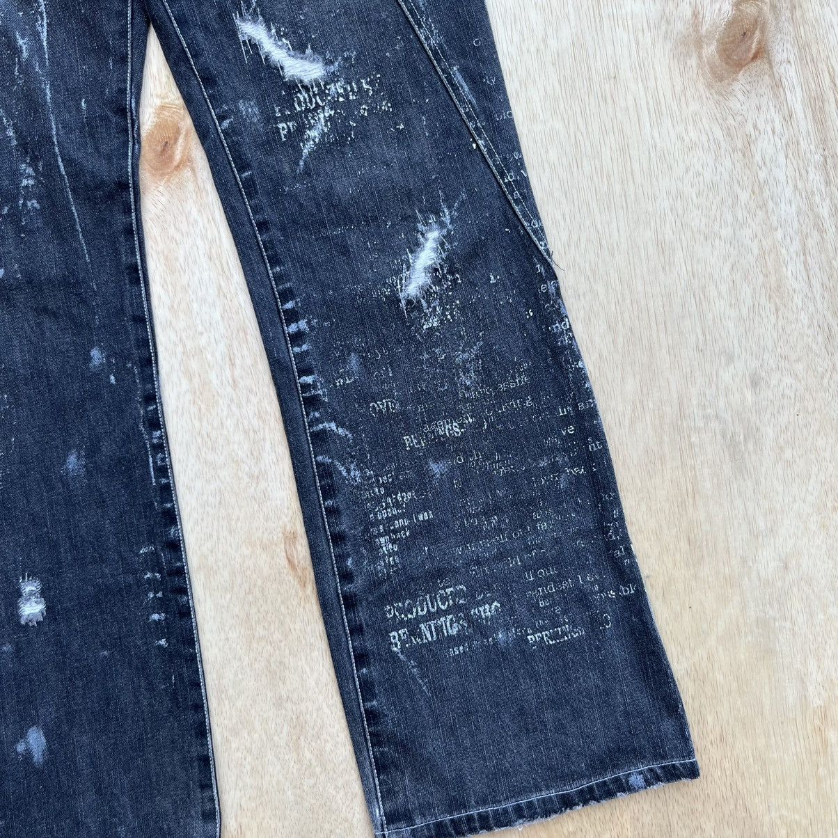 BERNINGS SHO BERNING-SHO BLACK WASHE POEM STUDED BONDAGE PUNK FLARE DENIM Size US 31 - 4 Thumbnail