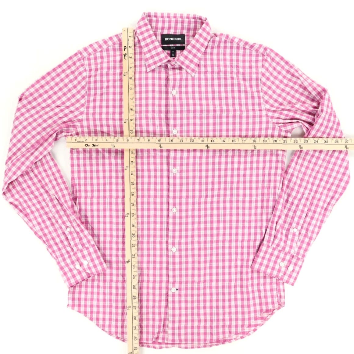 Bonobos Bonobos Slim Fit Performance Nylon Check Long Sleeve Button Up Shirt Pink Men's L Size US L / EU 52-54 / 3 - 3 Thumbnail