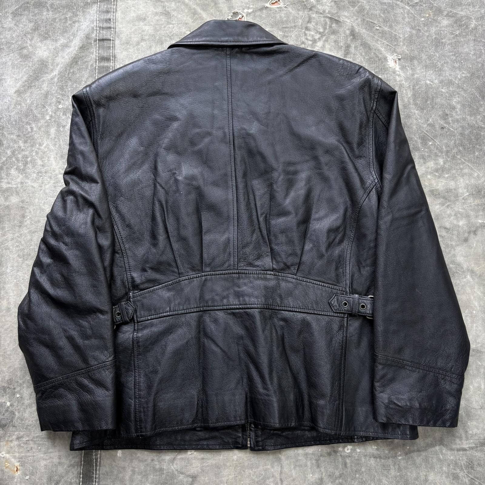 Vintage Vintage 90s Black Leather Grunge Skate Flight Bomber Jacket Size L / US 10 / IT 46 - 2 Thumbnail