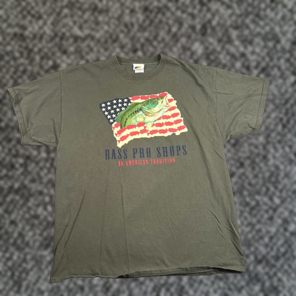 Bass Pro Shops VINTAGE Bass Pro Shops Mens Shirt Green Graphic Print Short Sleeve Tee XL Green 90s Grunge USA Bass Pro Shop Mens T-Shirt Size US XL / EU 56 / 4 - 1 Thumbnail