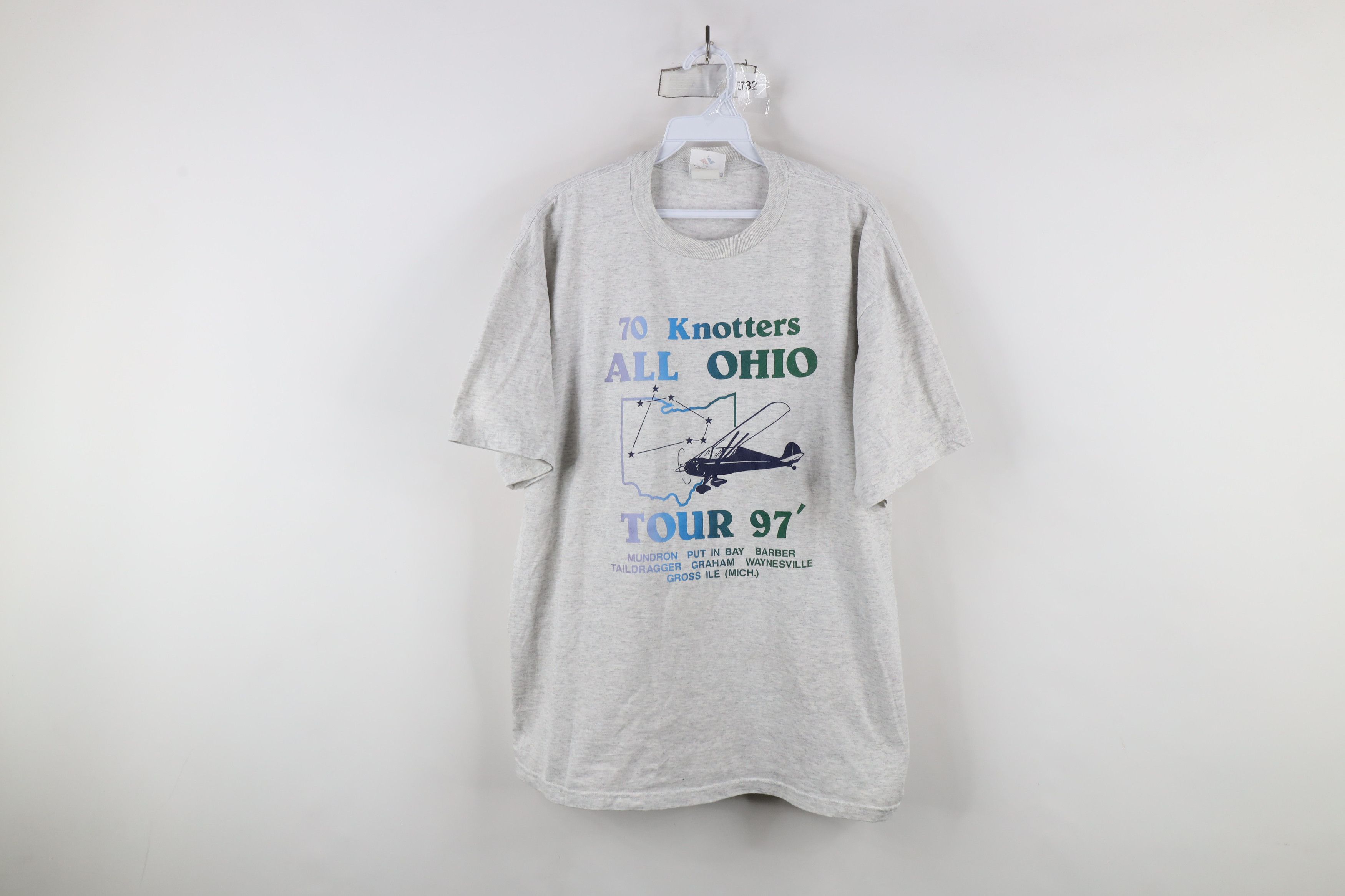 Vintage Vintage 90s All Ohio Airplane Short Sleeve T-Shirt Gray Size US XL / EU 56 / 4 - 1 Thumbnail