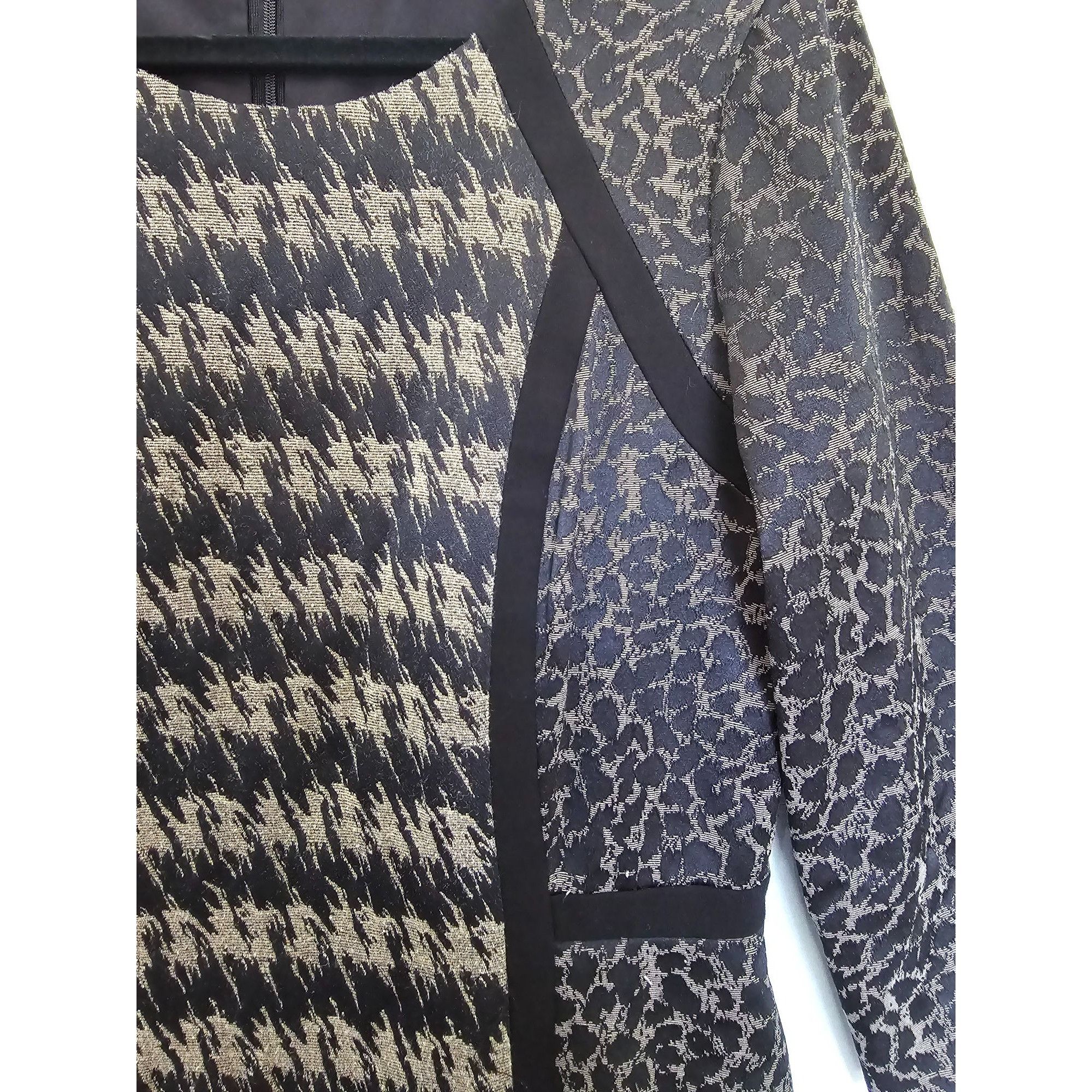 Other Antonio Melani Women's Houndstooth & Leopard Print Dress Bla Size L / US 10 / IT 46 - 2 Thumbnail