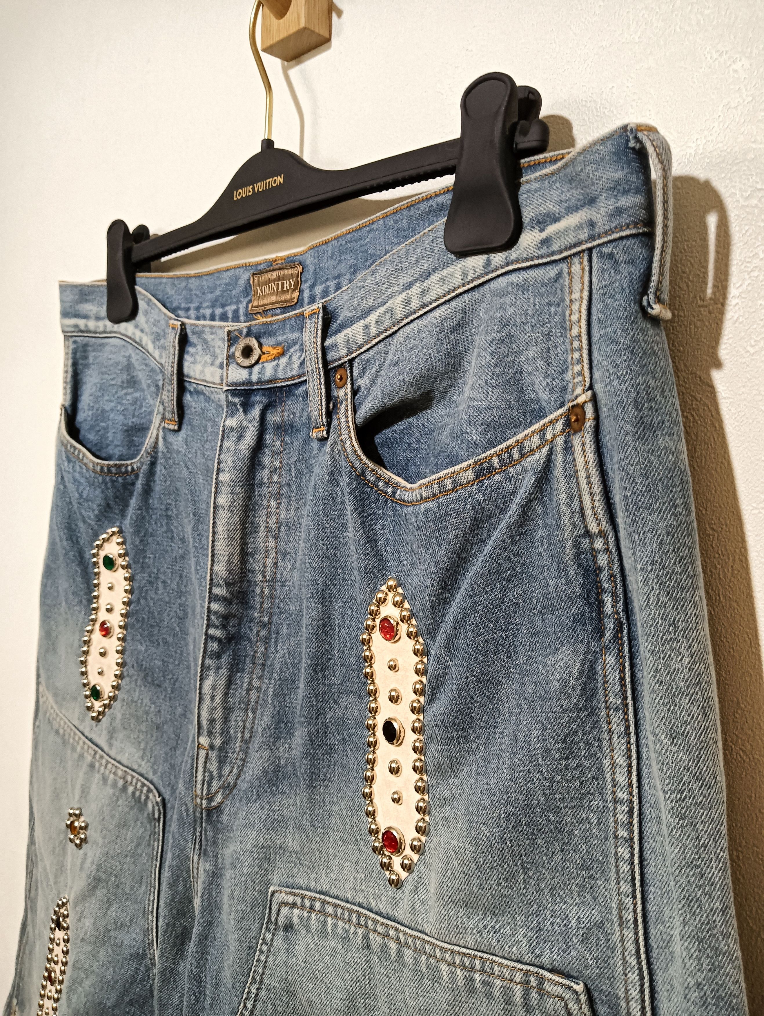 Kapital 14oz Denim Shorts (Studs Remake) Size US 38 / EU 54 - 3 Thumbnail