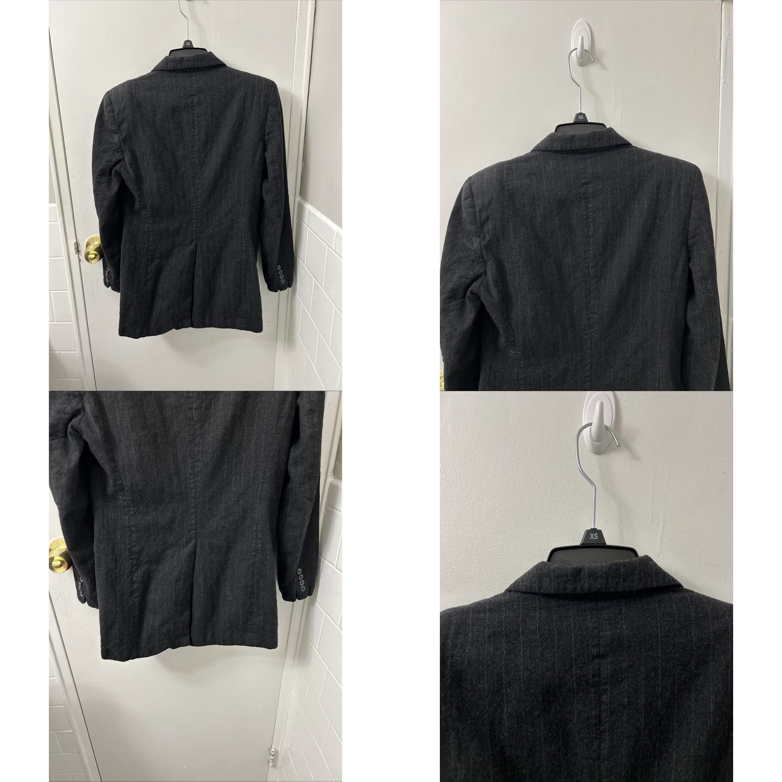 Ralph Lauren VINTAGE Lauren Ralph Lauren Blazer Womens 8 Black Worsted Wool Pinstripe Single-Breasted Three-Button Sleeve Tailored Business Casual Winter Fall Size M / US 6-8 / IT 42-44 - 8 Thumbnail
