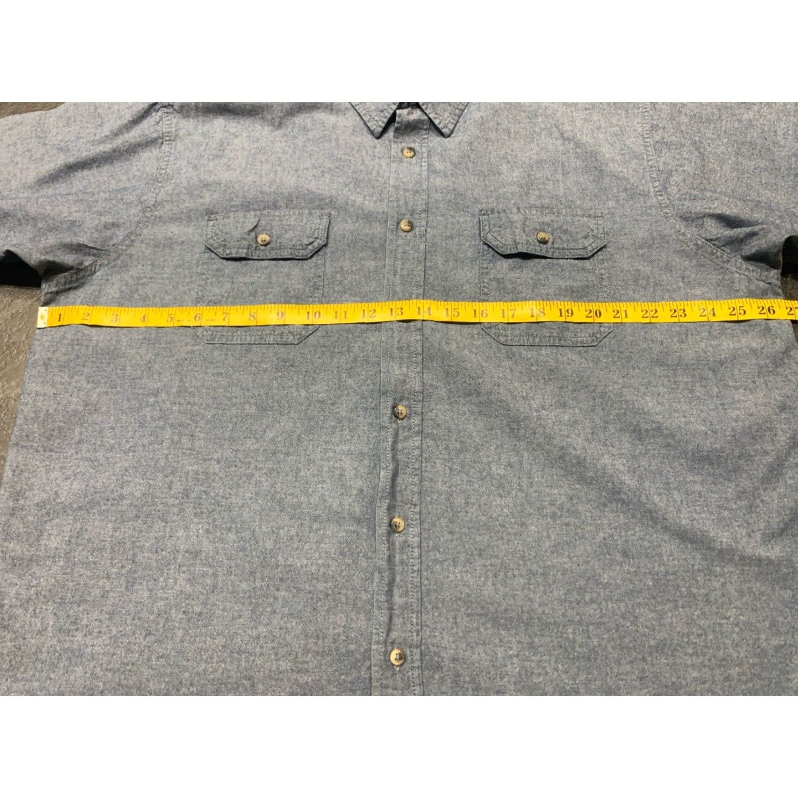 Wrangler Wrangler Button-Up Shirt Men's Casual Short Sleeve 2XL Blue Cotton Classic Outdoor Size US 39 - 6 Thumbnail