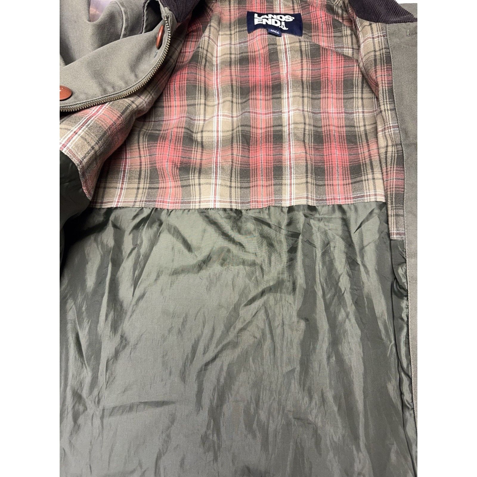 Lands' End Lands’ End Canvas Barn Jacket Plaid Lined Corduroy Collar Size US L / EU 52-54 / 3 - 10 Thumbnail