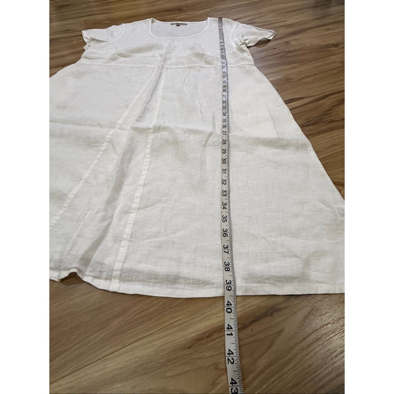 FLAX Flax scoop neck short sleeves white linen dress size medium Size M / US 6-8 / IT 42-44 - 8 Thumbnail