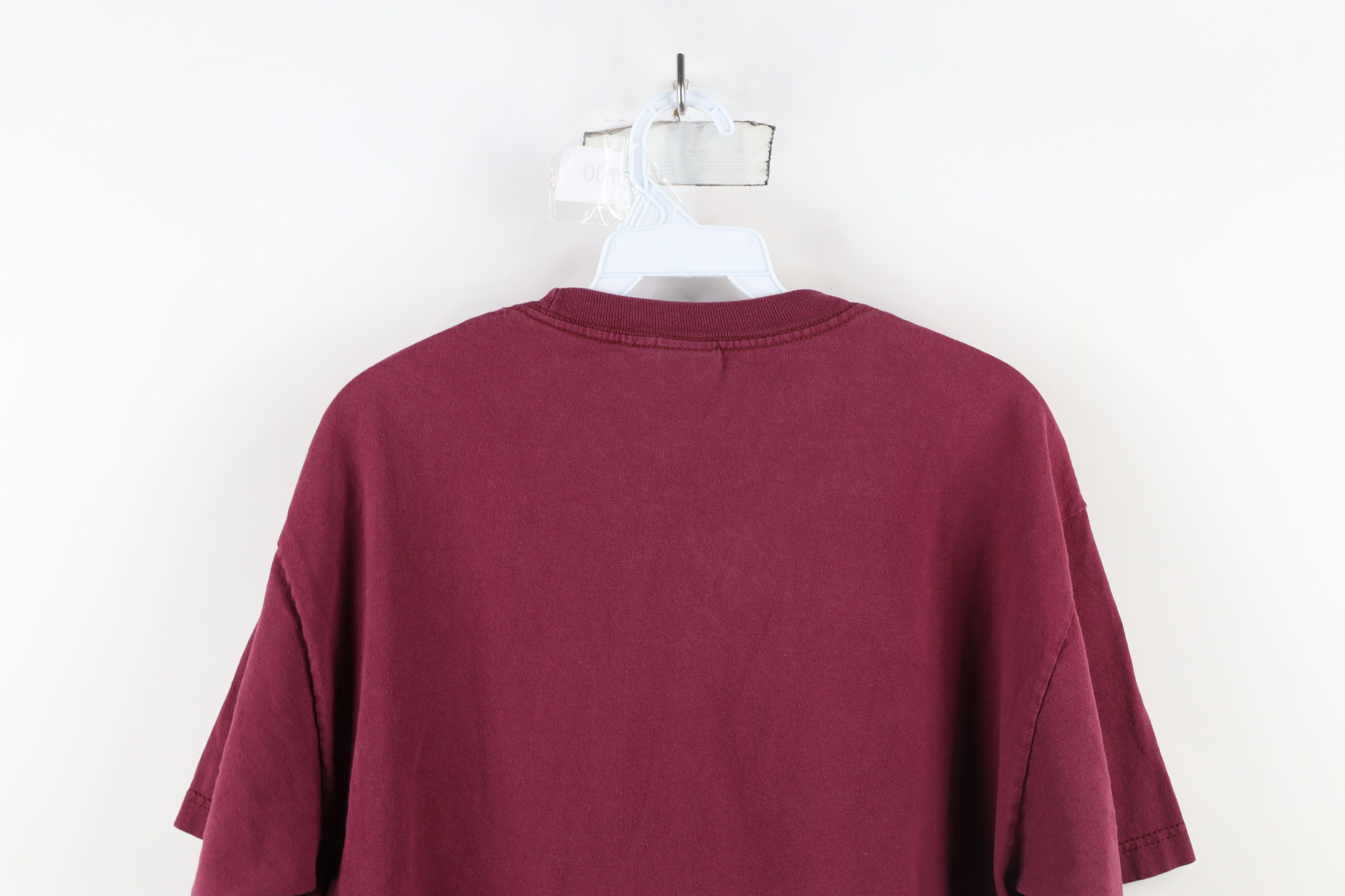Vintage Vintage 90s Streetwear Faded Blank Cotton T-Shirt Maroon Size US L / EU 52-54 / 3 - 11 Thumbnail
