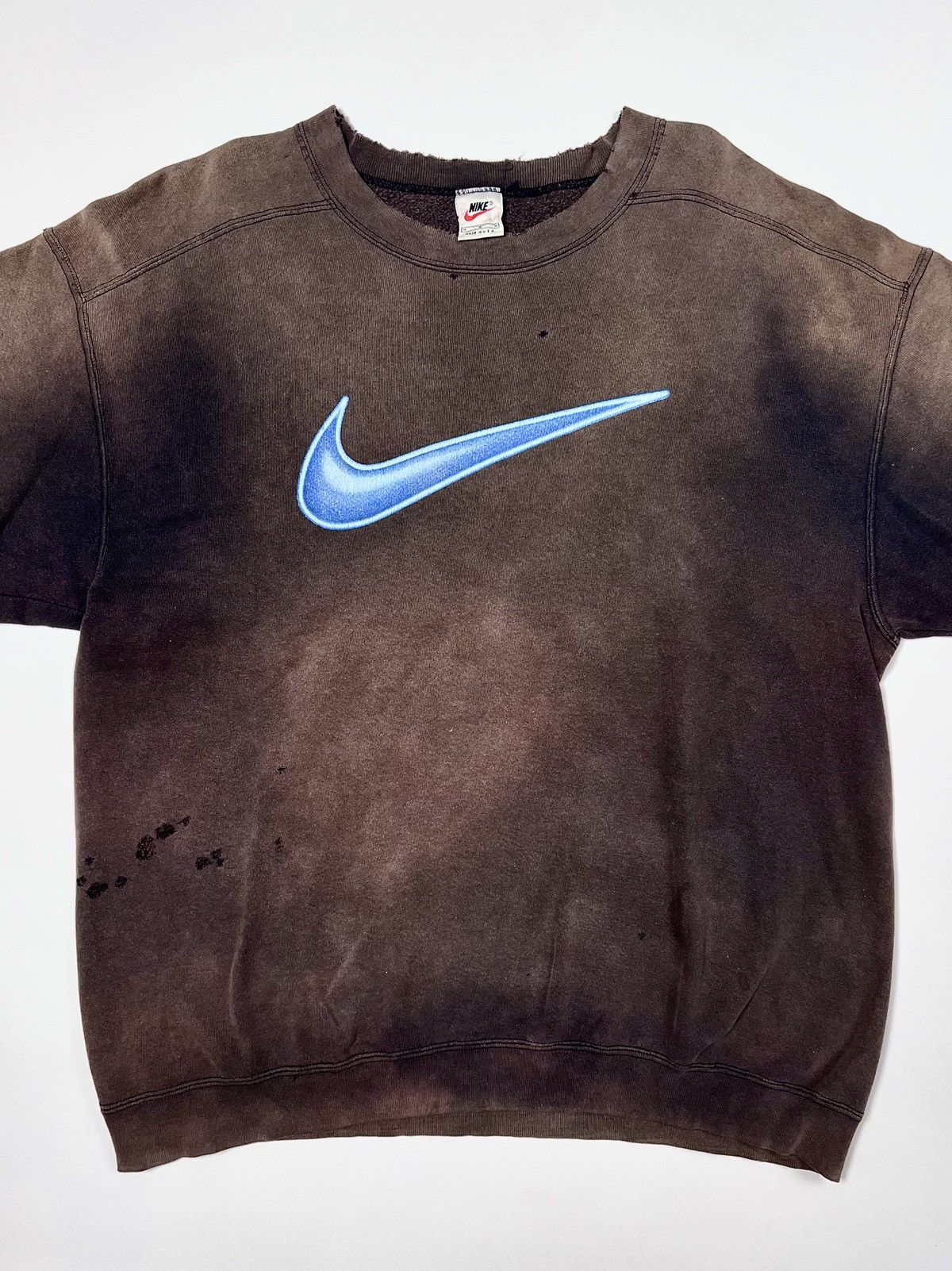 Nike 1990s Nike Bigswoosh Distressed Sweatshirt Destroyed Faded Size US M / EU 48-50 / 2 - 4 Thumbnail