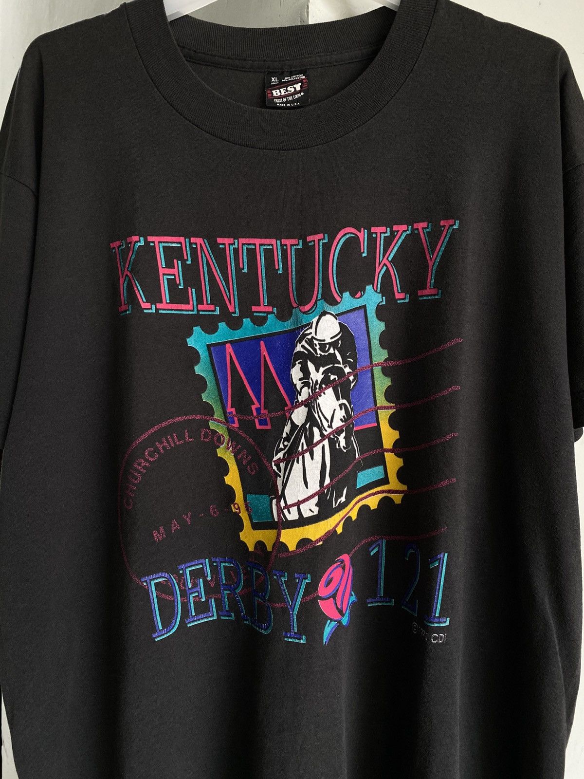 Fruit Of The Loom × Vintage Vintage 90s Kentucky Derby Tshirt Size US XL / EU 56 / 4 - 2 Thumbnail
